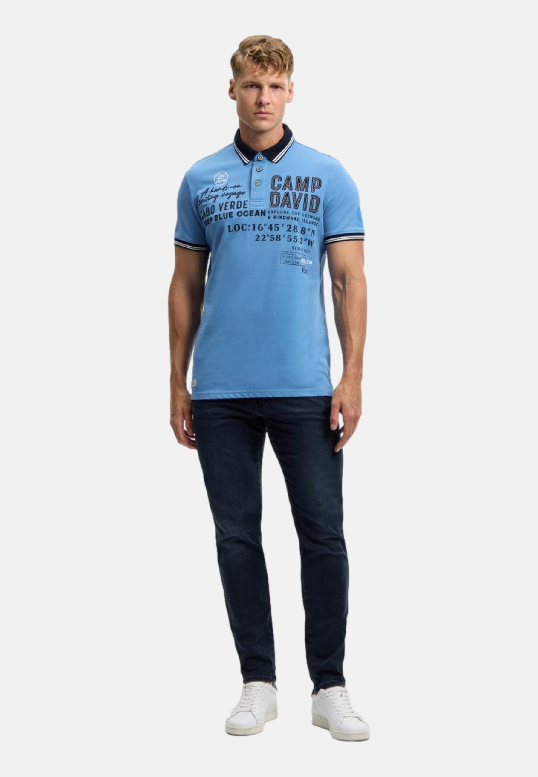 Camp David Cabo Verde Kurzarmshirt mit Polokragen