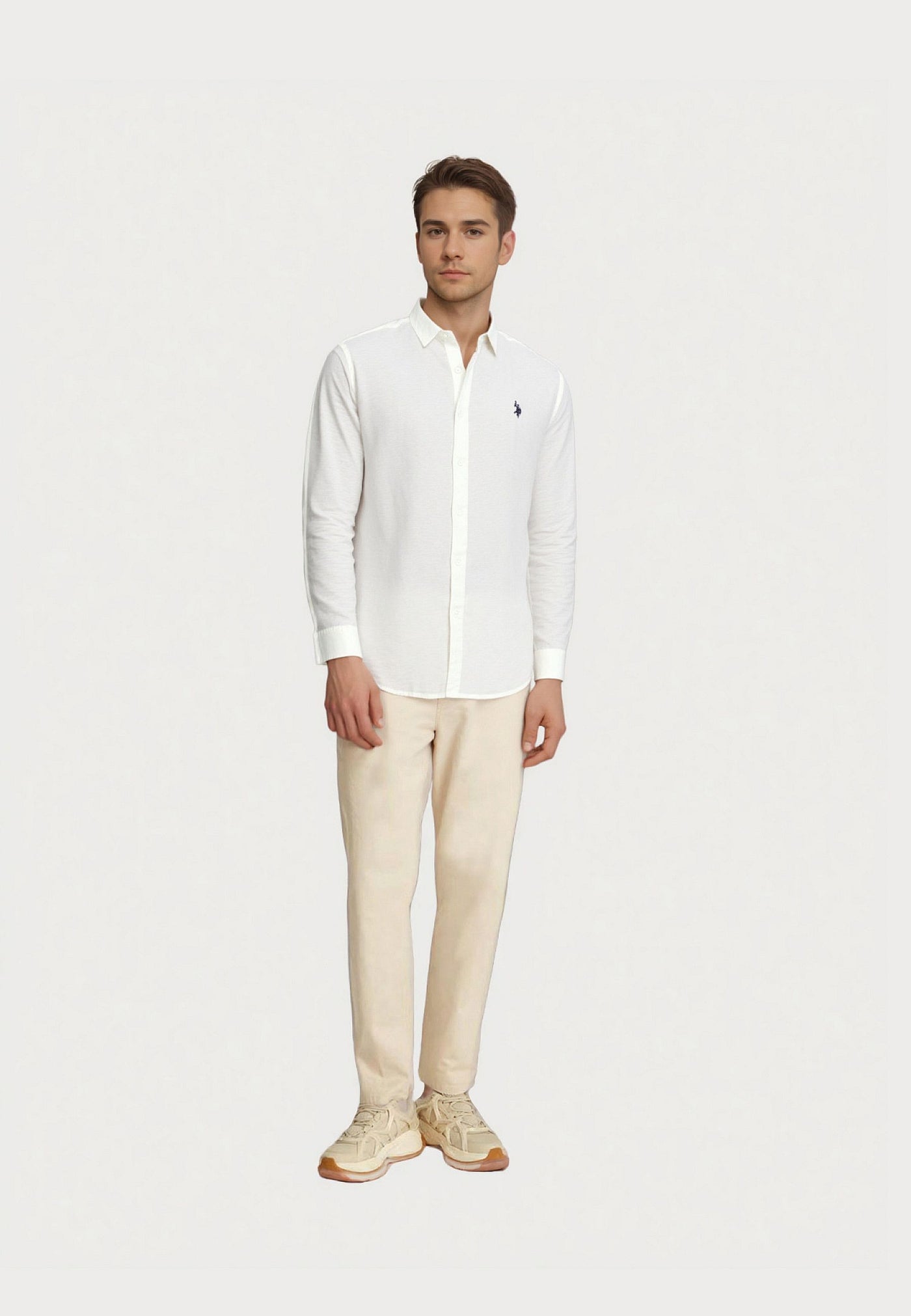 U.S. POLO Shirt Button-Down Leinen