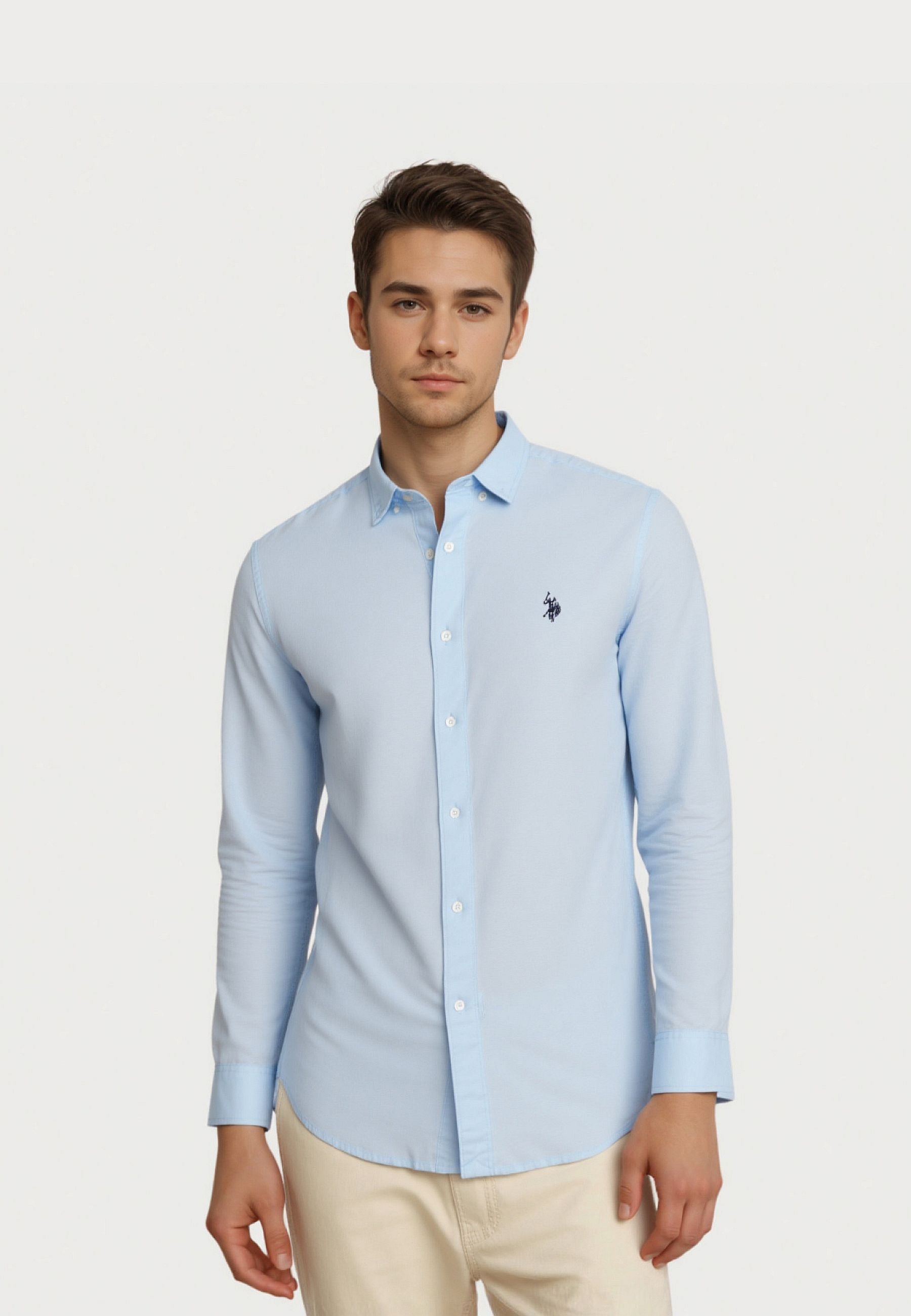 U.S. POLO Shirt Button-Down Leinen