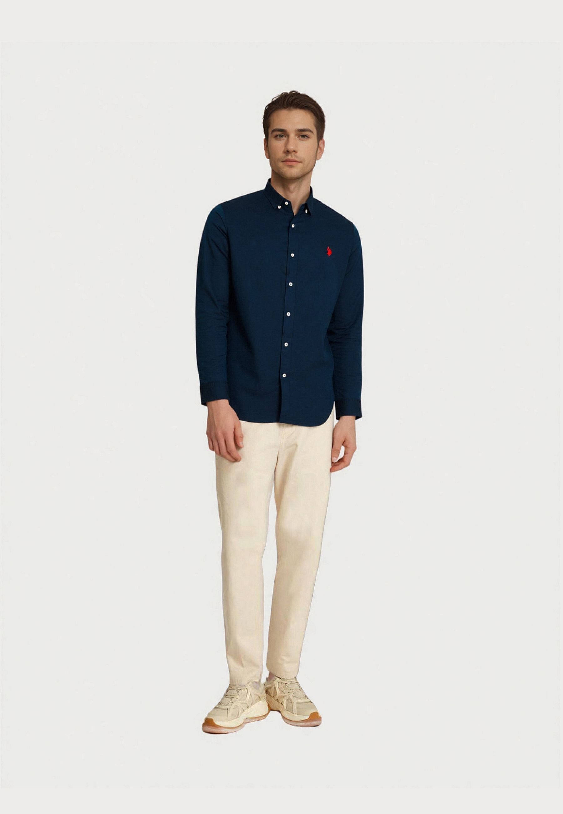 U.S. POLO Shirt Button-Down Leinen
