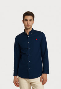 U.S. POLO Shirt Button-Down Leinen