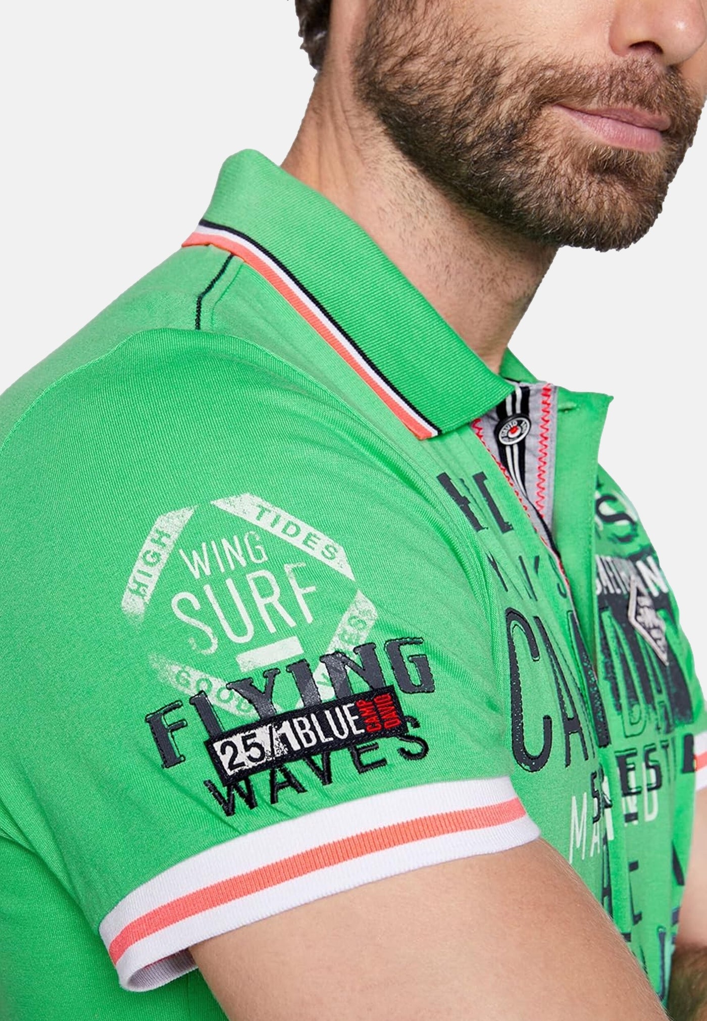 Camp David Flying Waves Kurzarmshirt mit Polokragen