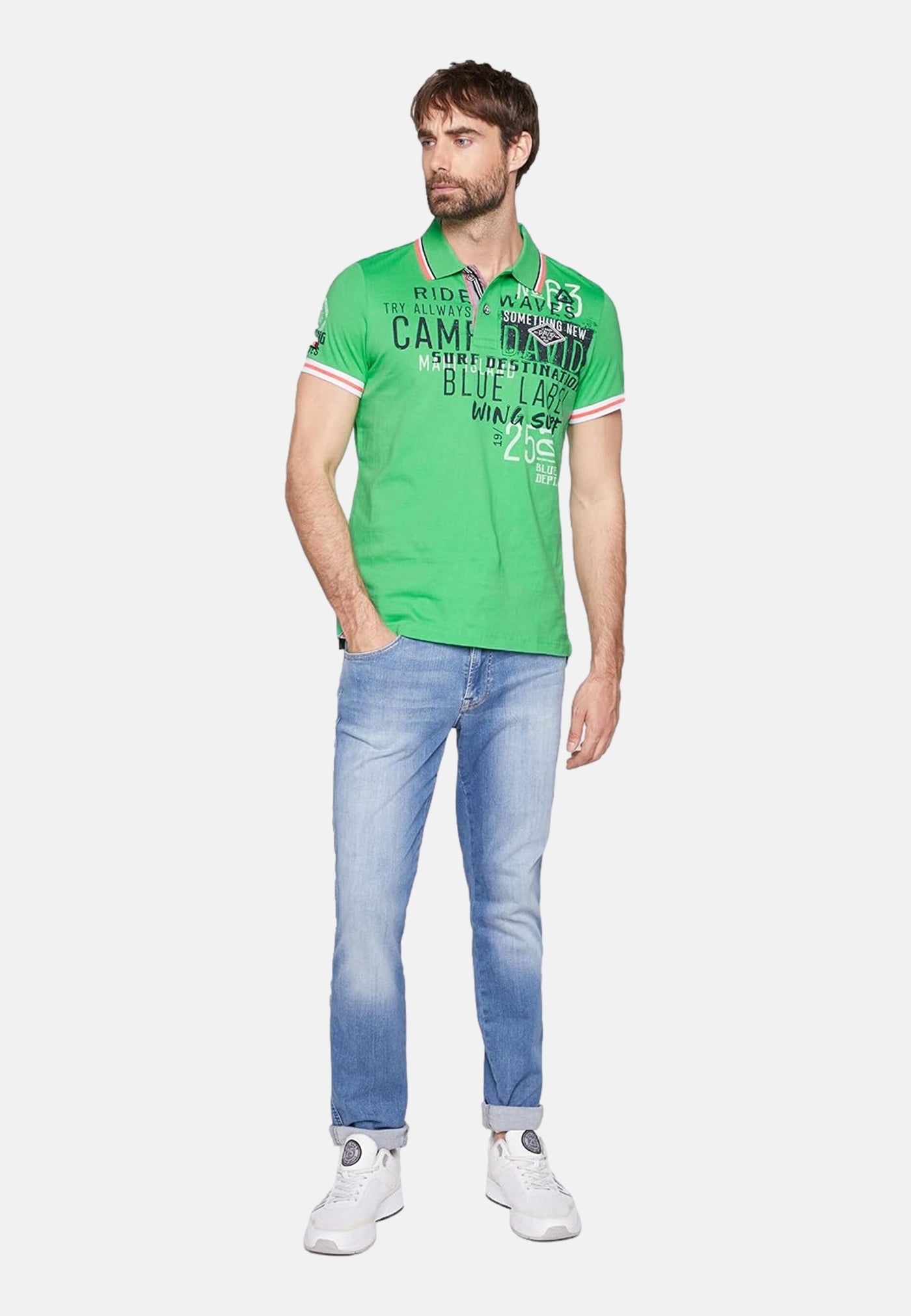 Camp David Flying Waves Kurzarmshirt mit Polokragen