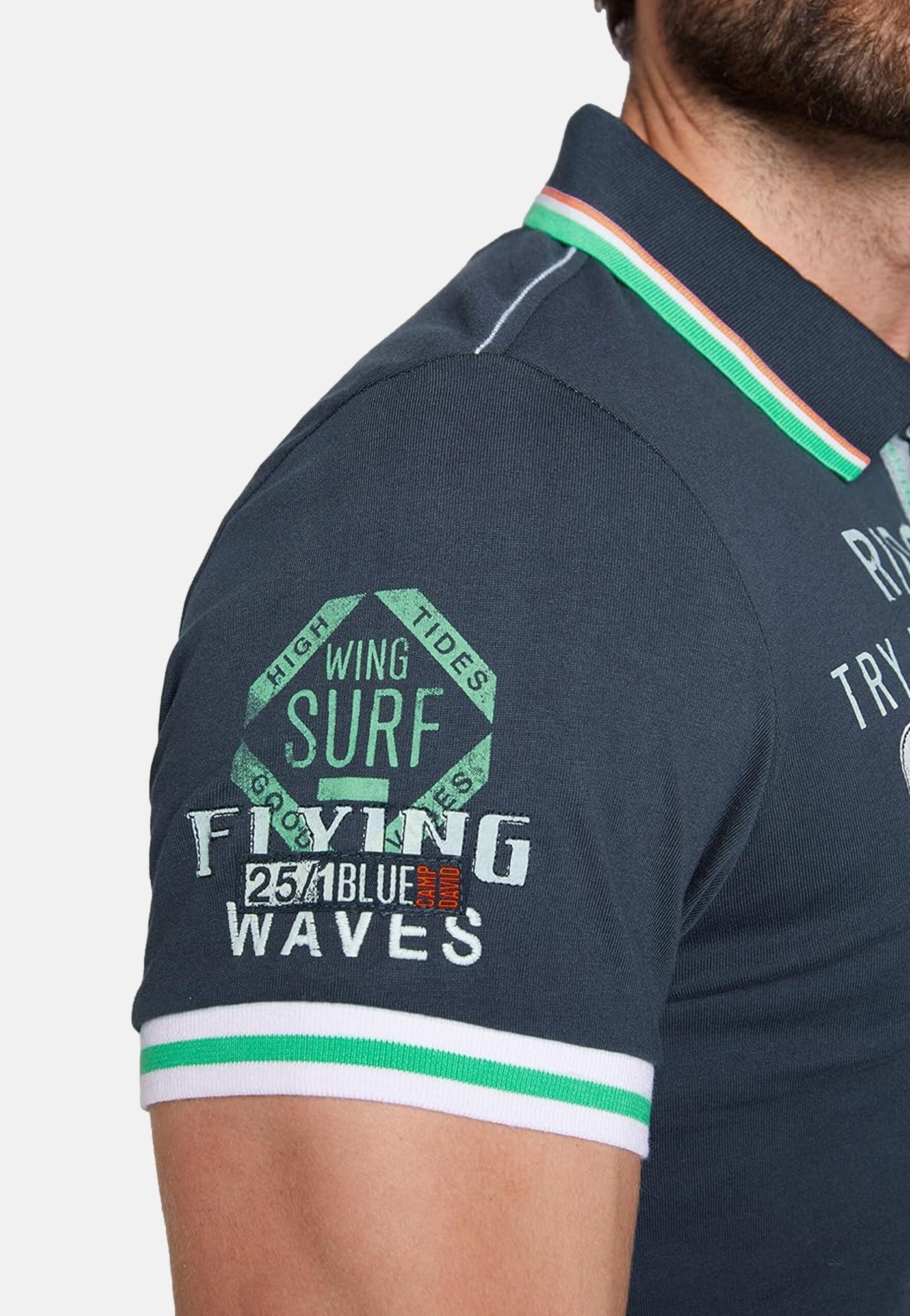 Camp David Flying Waves Kurzarmshirt mit Polokragen