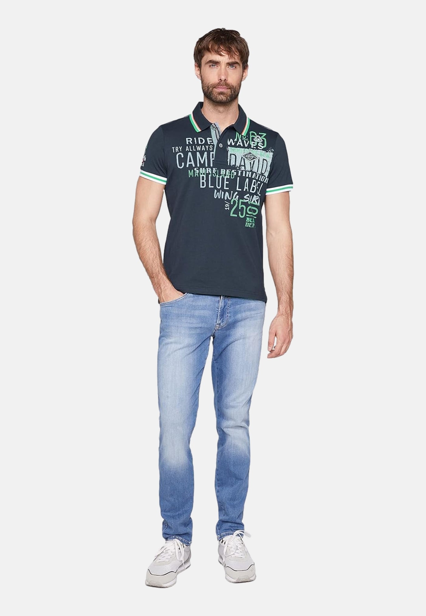 Camp David Flying Waves Kurzarmshirt mit Polokragen