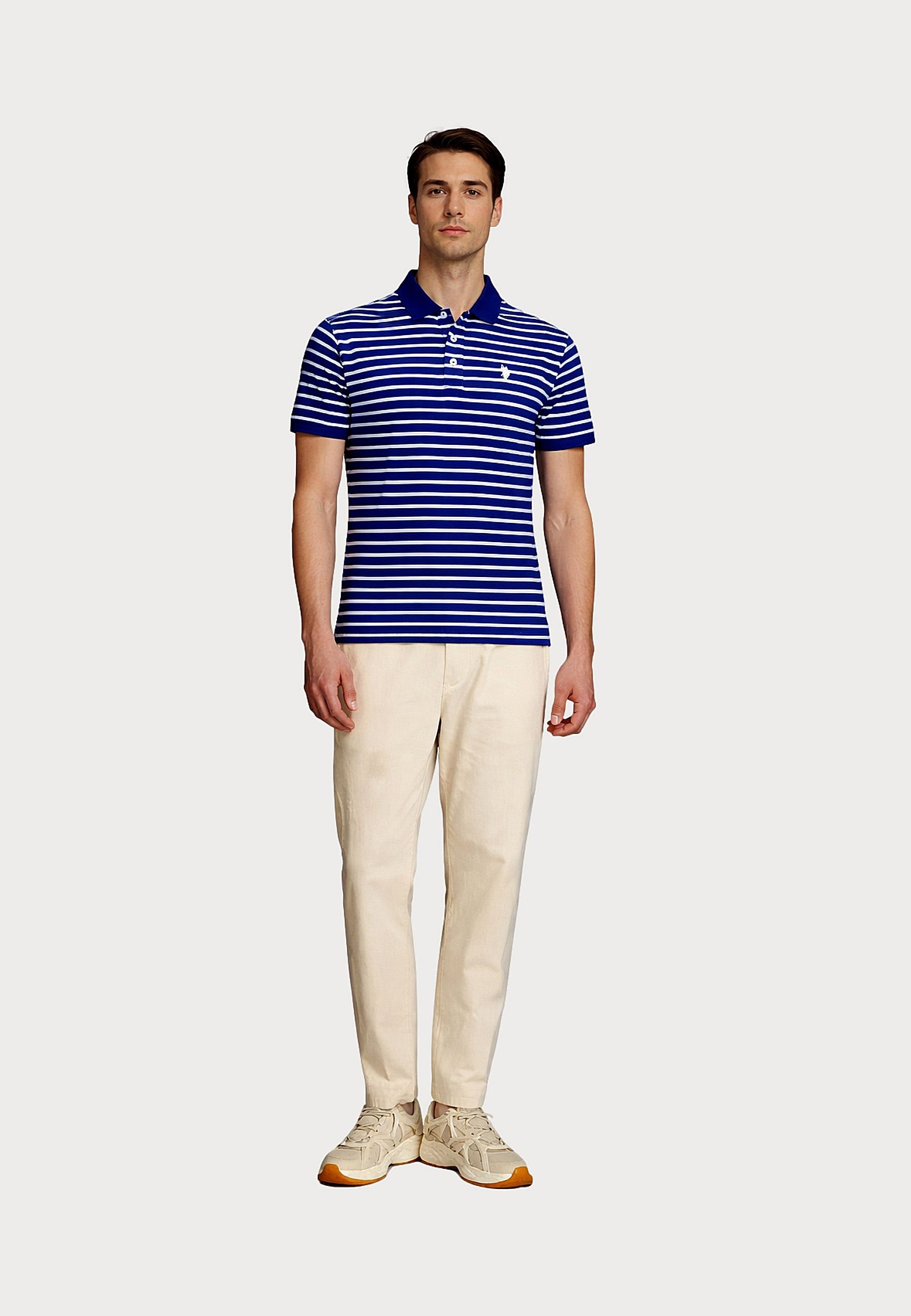 U.S. POLO Kurzarmshirt Polokragen mit Streifen