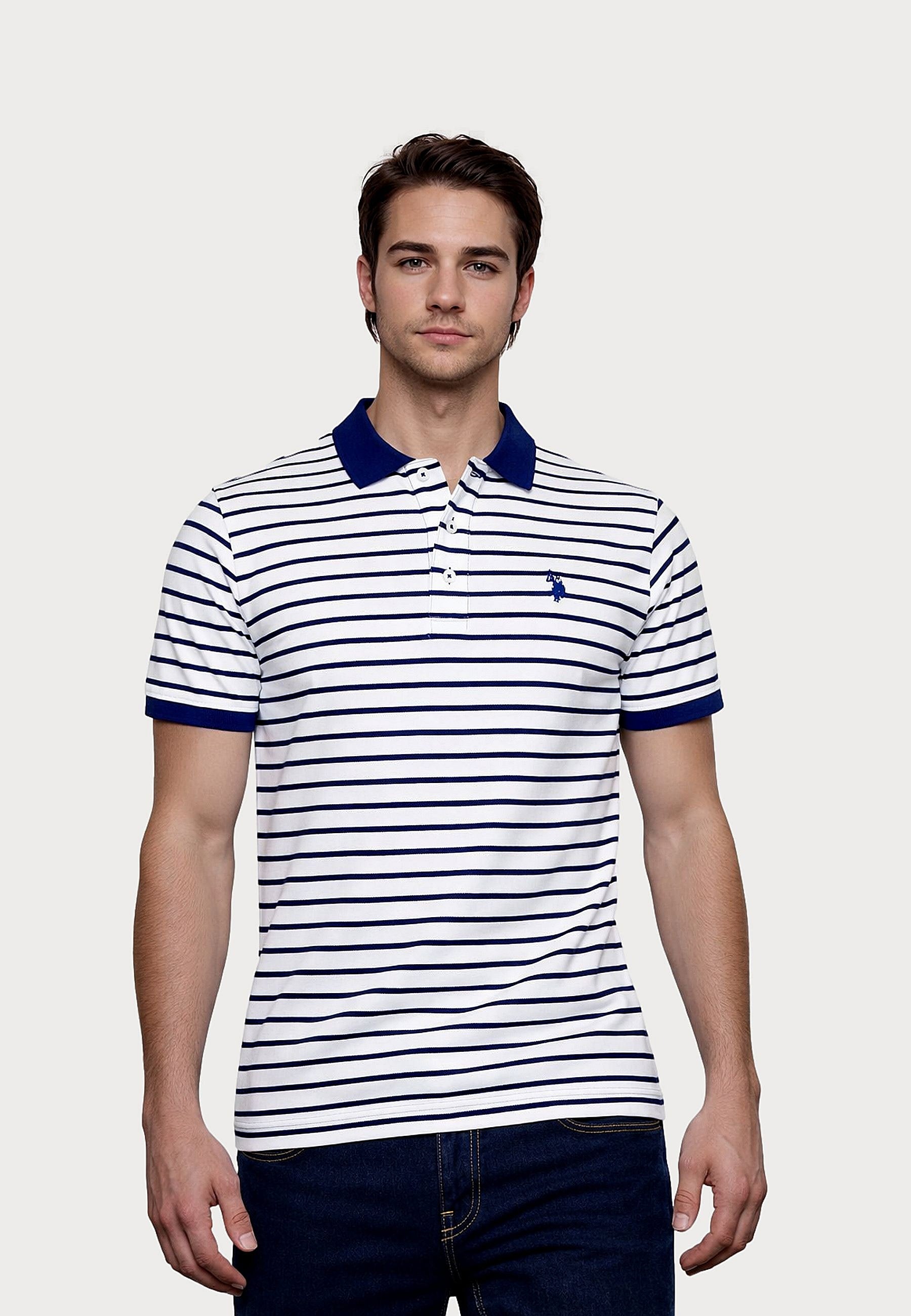 U.S. POLO Kurzarmshirt Polokragen mit Streifen