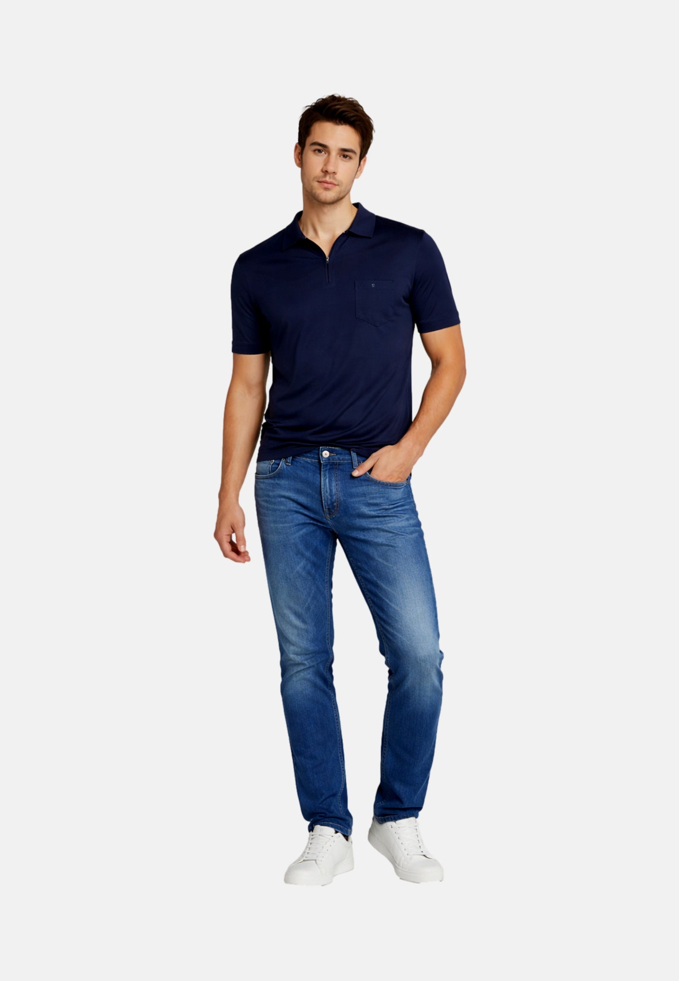 Ragman Kurzarmshirt mit Polokragen