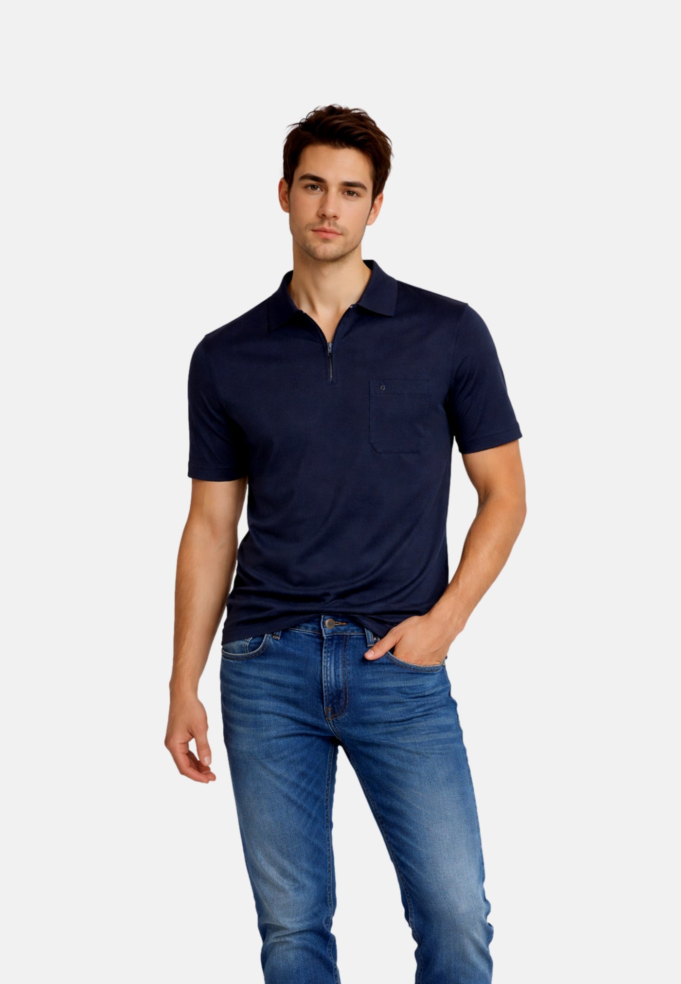 Ragman Kurzarmshirt mit Polokragen