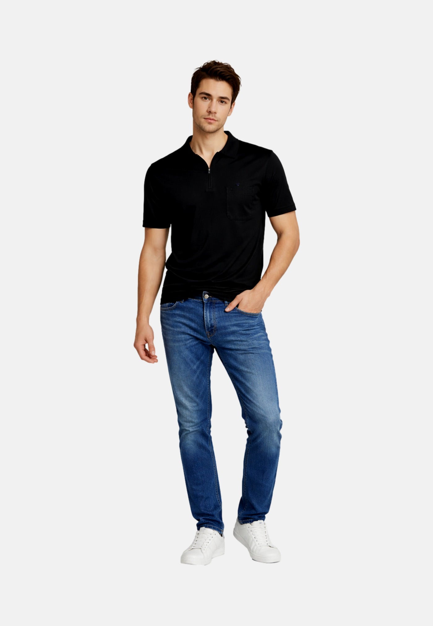 Ragman Kurzarmshirt mit Polokragen