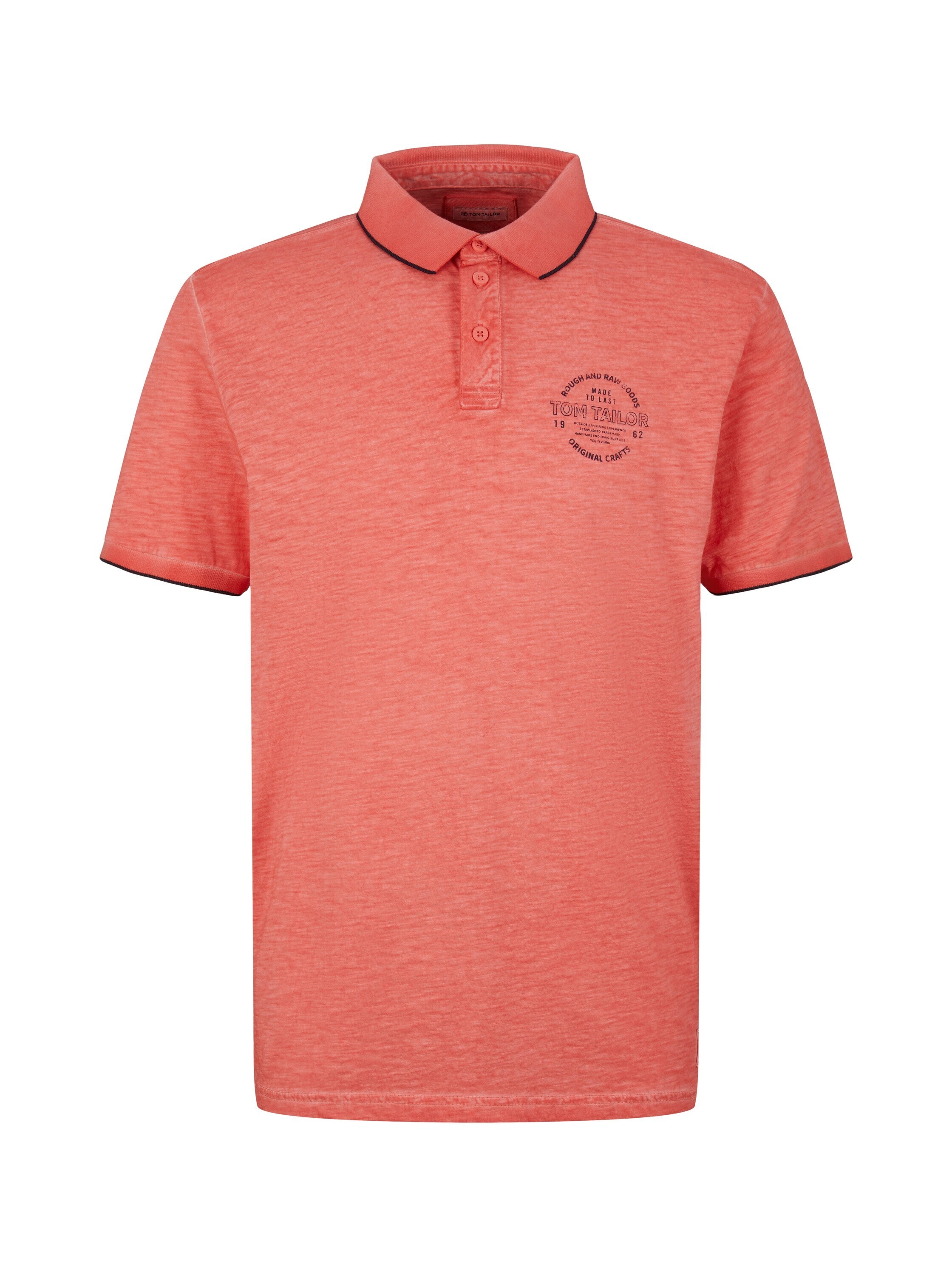 Tom Tailor Poloshirt mit Logo Print und halber Knopfleiste