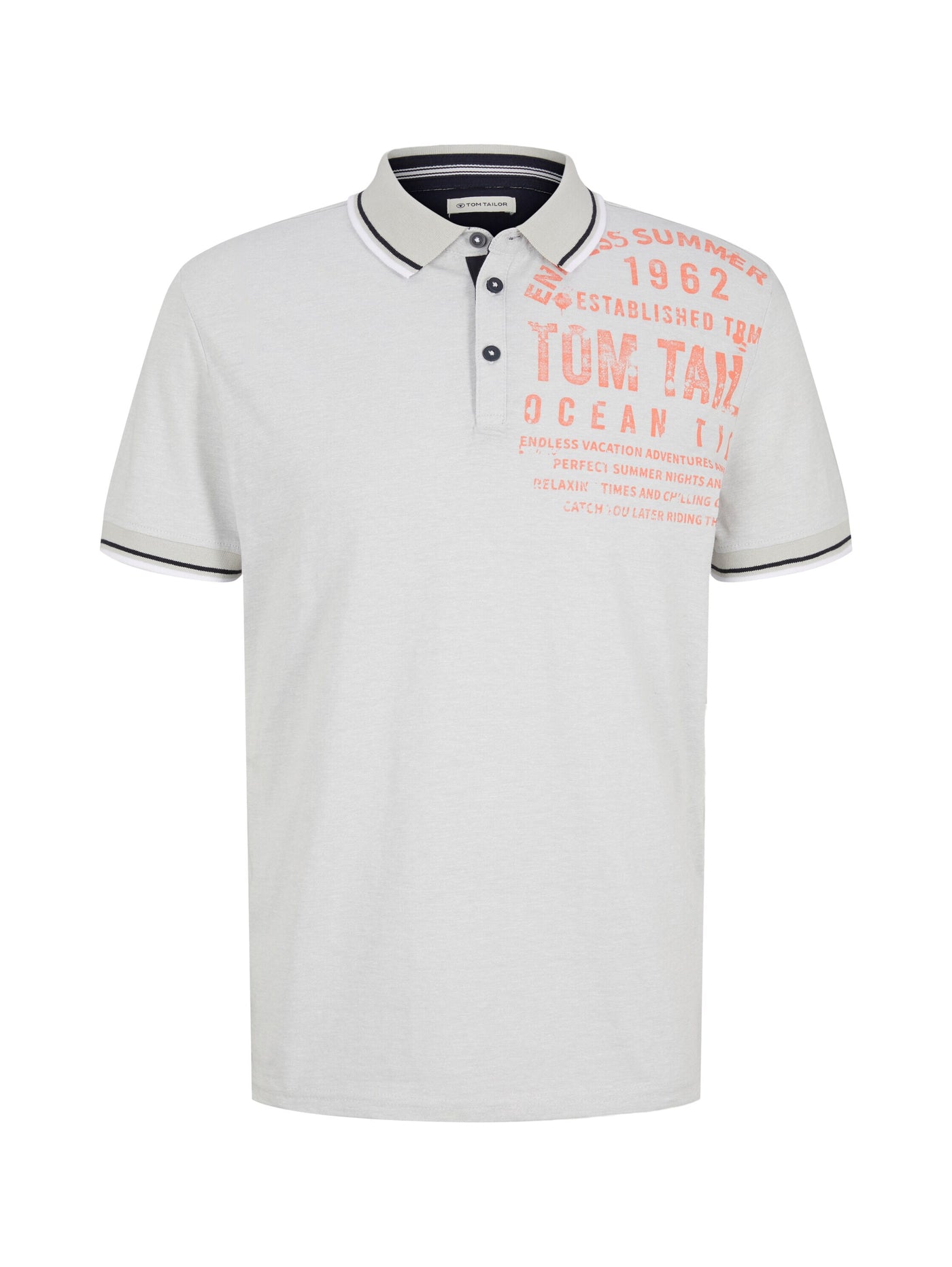 Tom Tailor Poloshirt mit Textprint und halber Knopfleiste