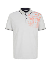 Tom Tailor Poloshirt mit Textprint und halber Knopfleiste