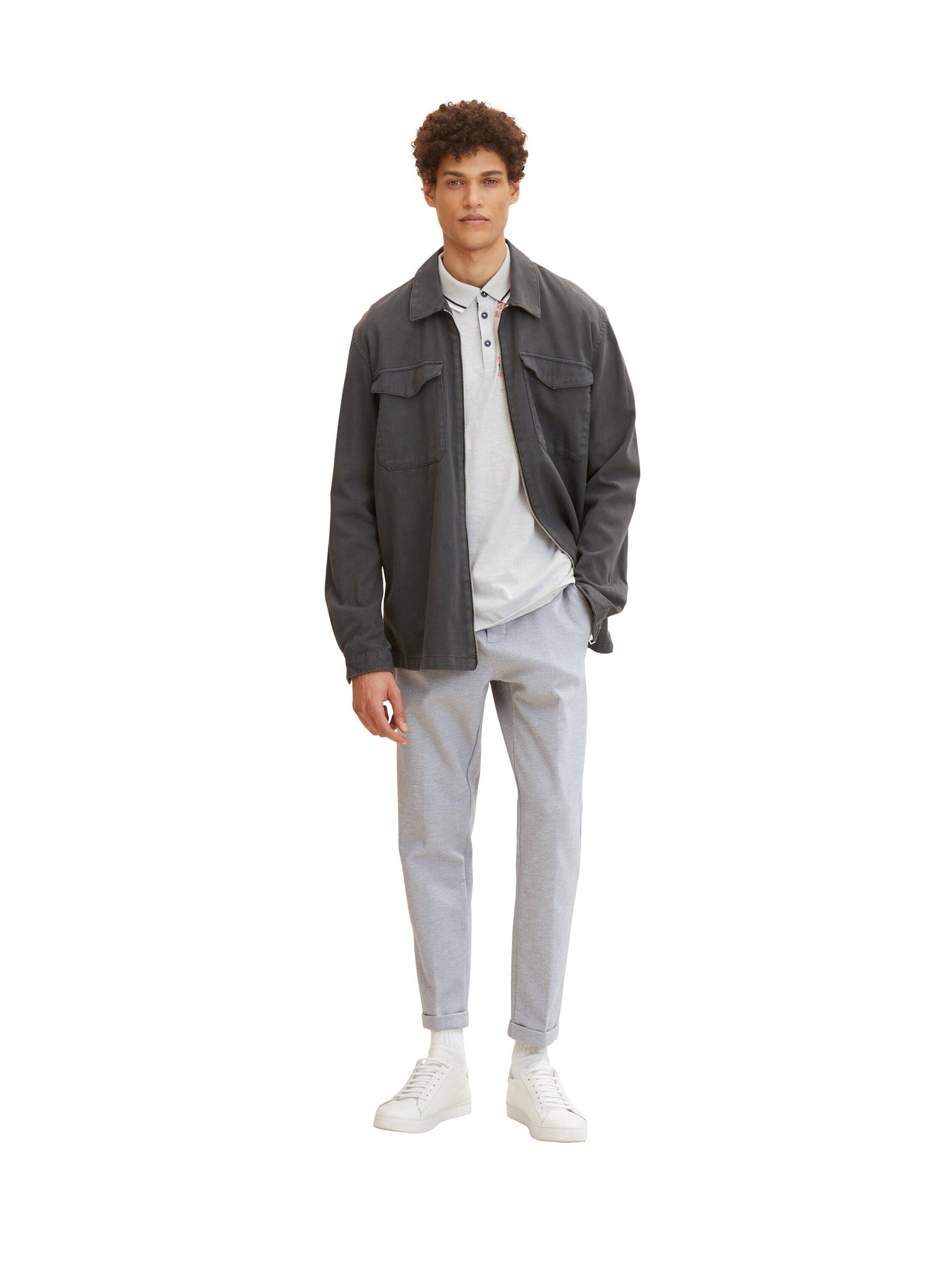 Tom Tailor Poloshirt mit Textprint und halber Knopfleiste