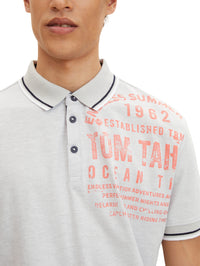Tom Tailor Poloshirt mit Textprint und halber Knopfleiste