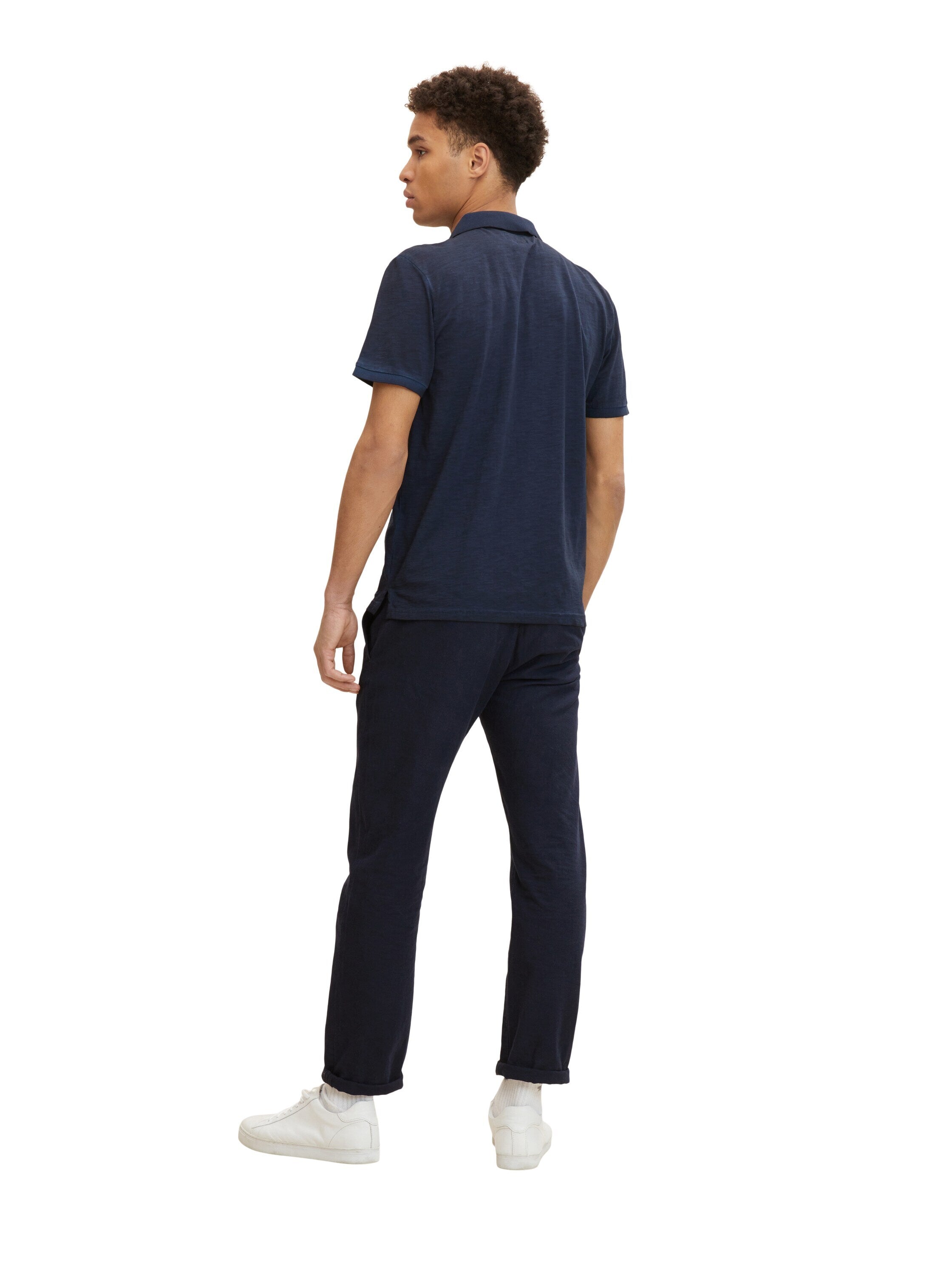 Tom Tailor Poloshirt mit Logo Print und halber Knopfleiste