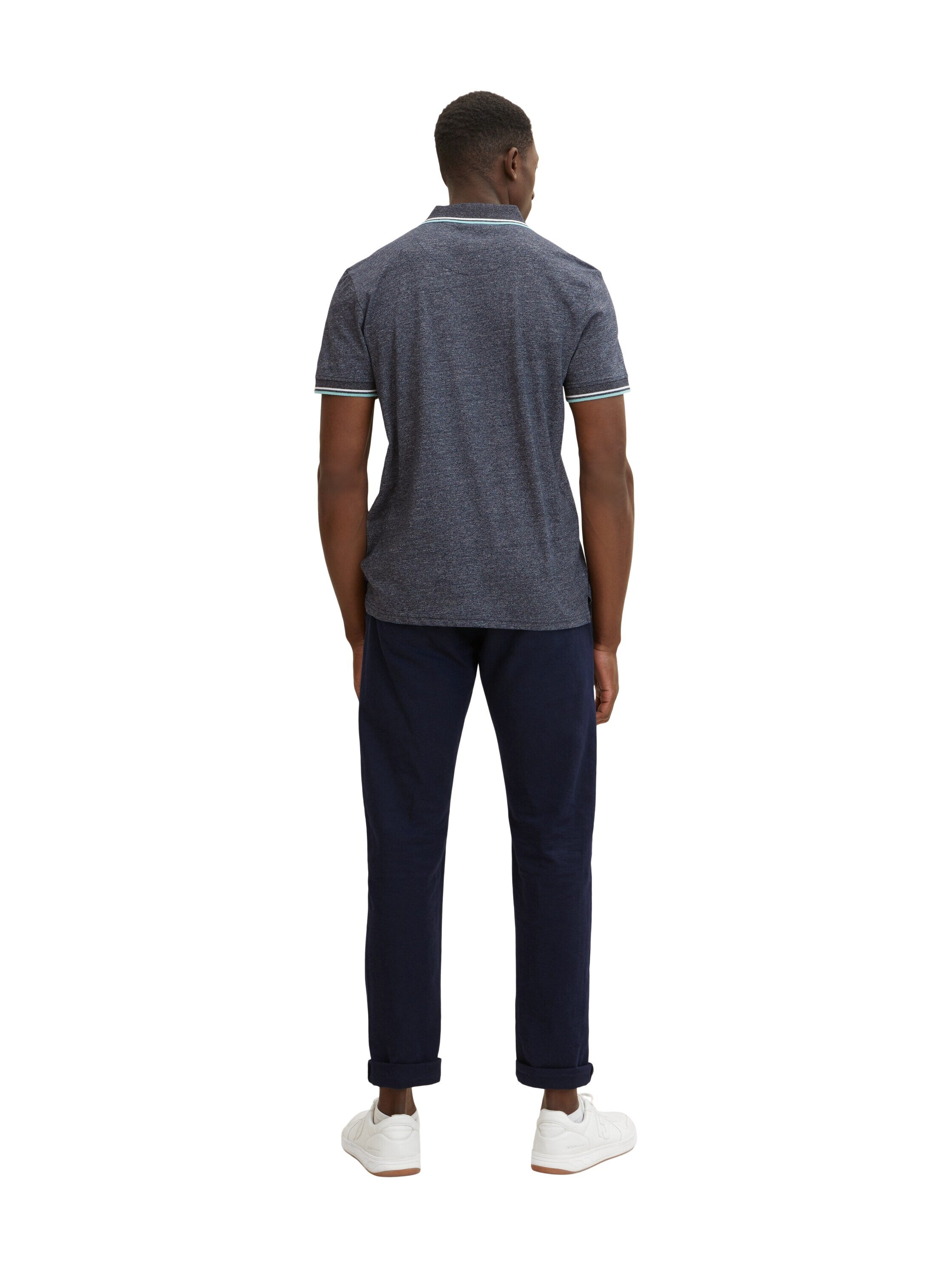 Tom Tailor Poloshirt mit Textprint und halber Knopfleiste