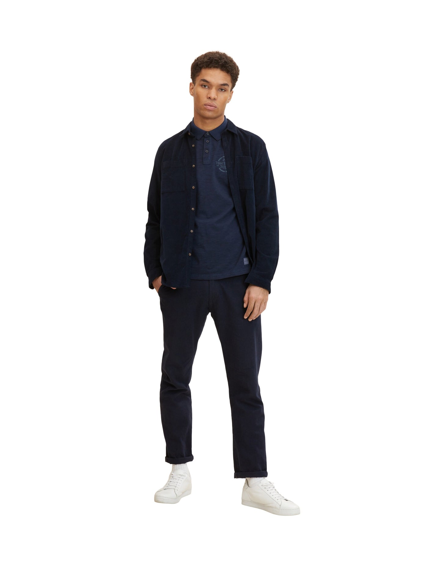 Tom Tailor Poloshirt mit Logo Print und halber Knopfleiste