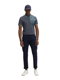 Tom Tailor Poloshirt mit Textprint und halber Knopfleiste