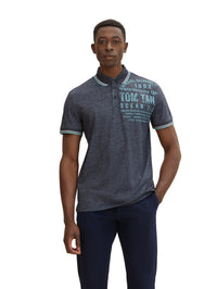 Tom Tailor Poloshirt mit Textprint und halber Knopfleiste