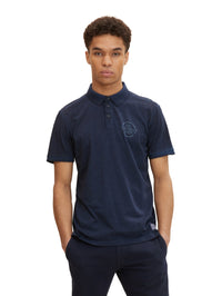 Tom Tailor Poloshirt mit Logo Print und halber Knopfleiste