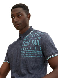 Tom Tailor Poloshirt mit Textprint und halber Knopfleiste