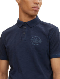 Tom Tailor Poloshirt mit Logo Print und halber Knopfleiste