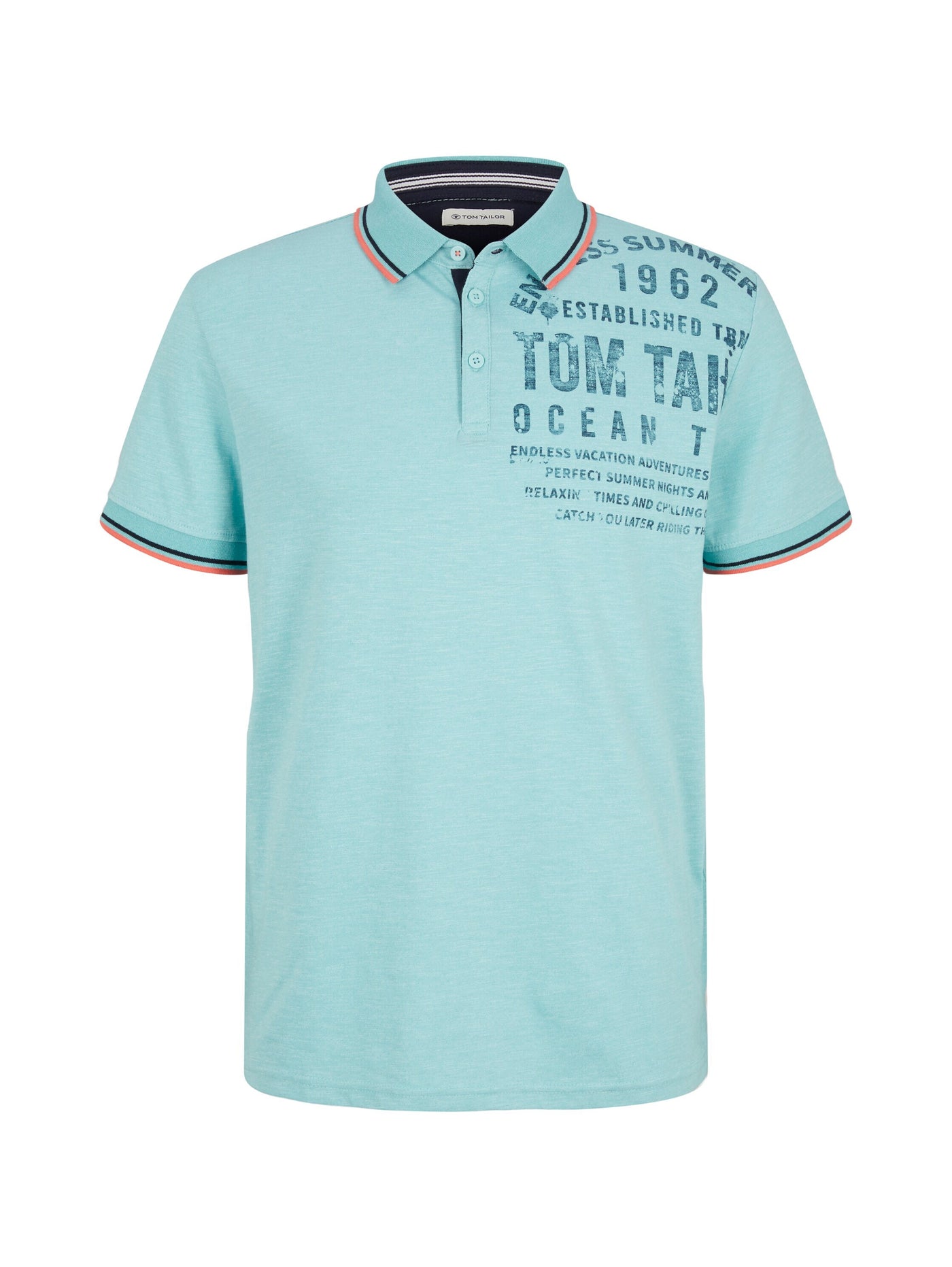 Tom Tailor Poloshirt mit Textprint und halber Knopfleiste