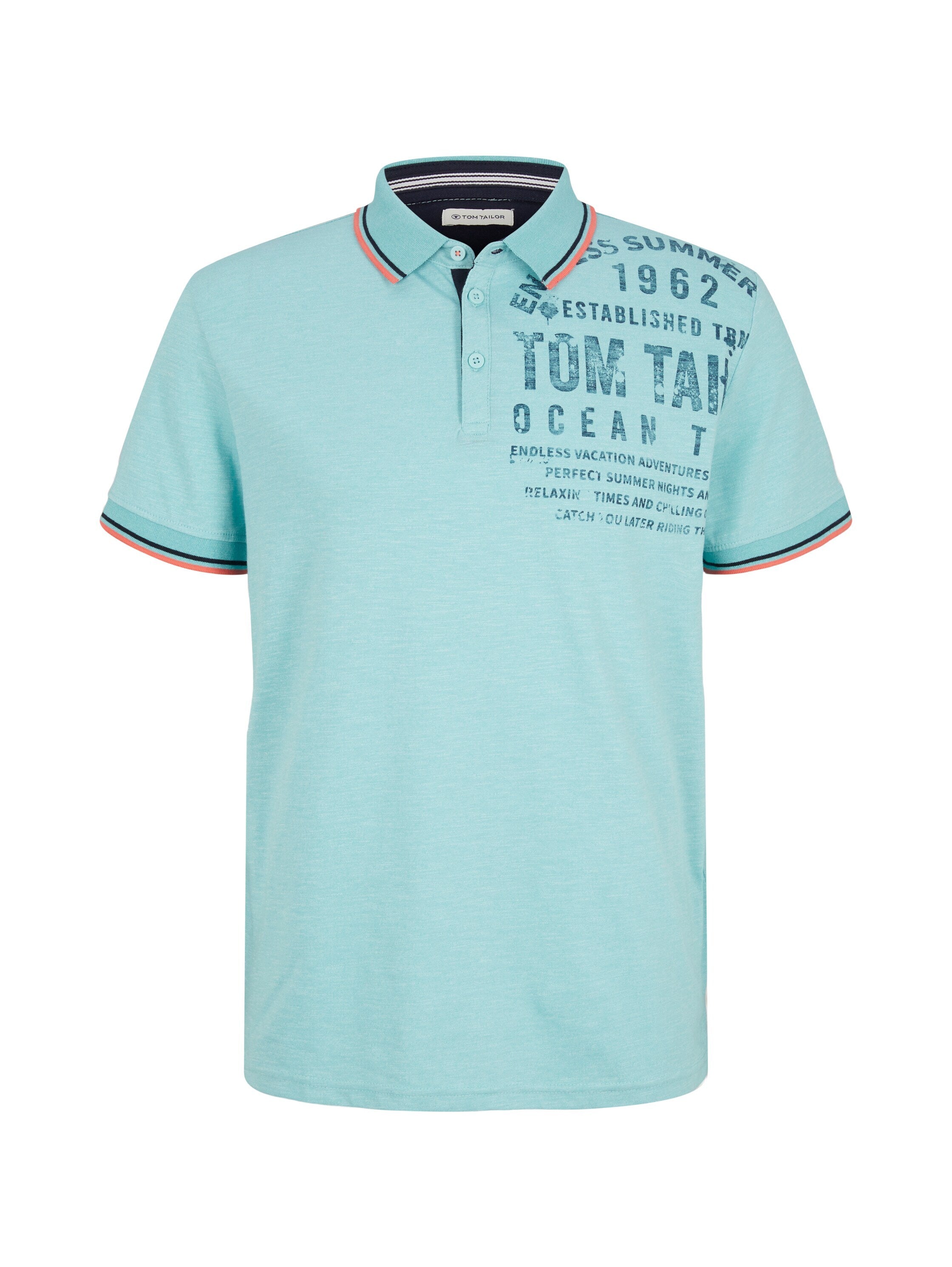 Tom Tailor Poloshirt mit Textprint und halber Knopfleiste