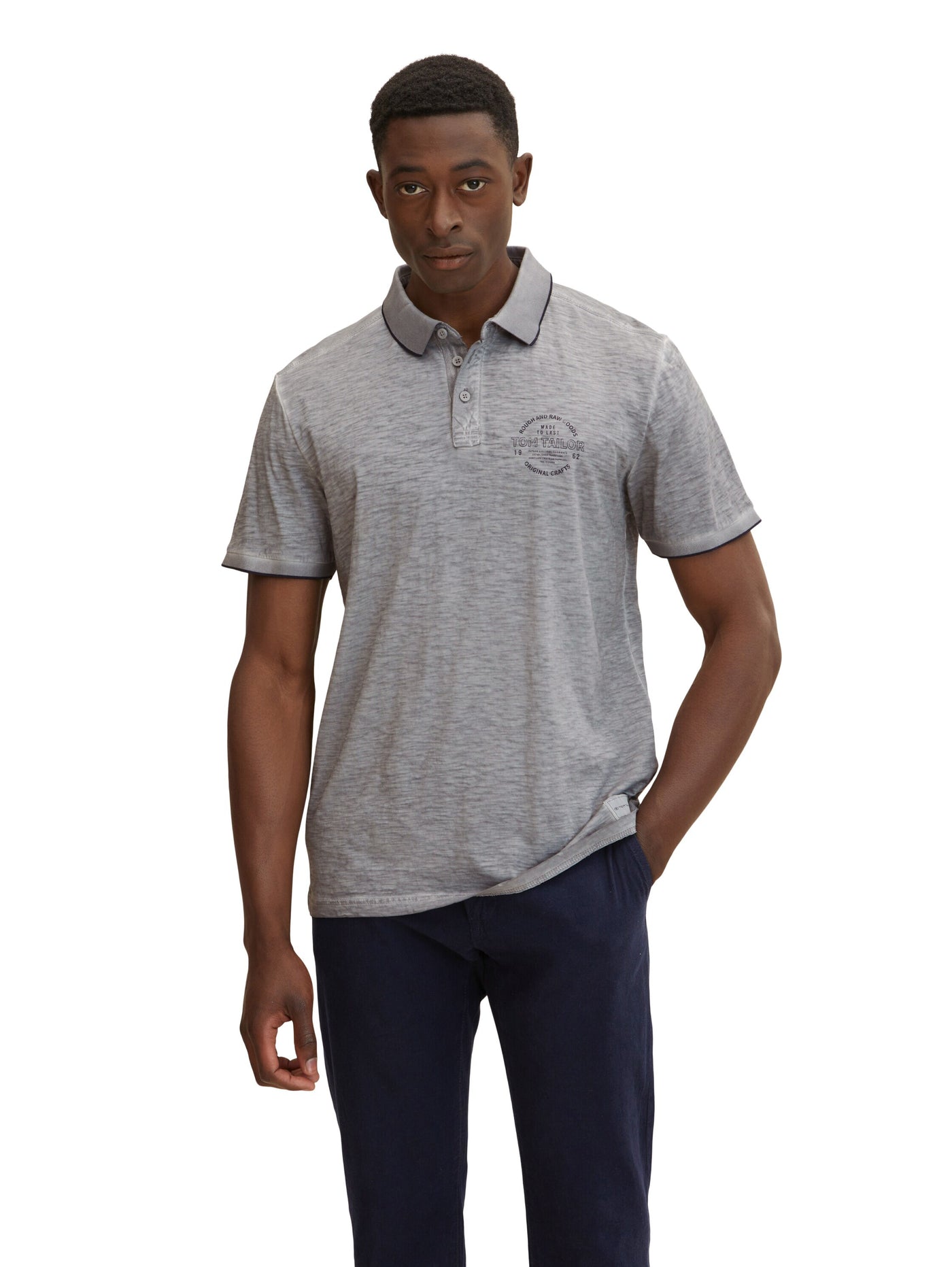 Tom Tailor Poloshirt mit Logo Print und halber Knopfleiste