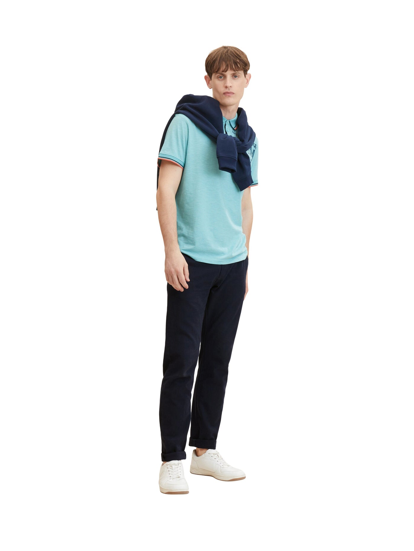 Tom Tailor Poloshirt mit Textprint und halber Knopfleiste