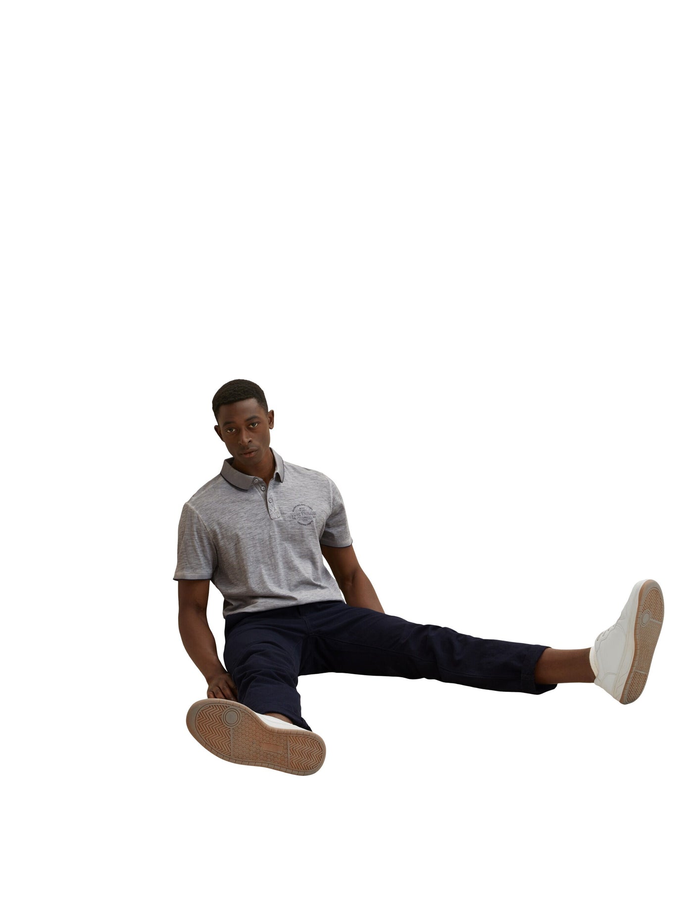 Tom Tailor Poloshirt mit Logo Print und halber Knopfleiste