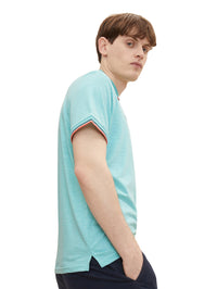 Tom Tailor Poloshirt mit Textprint und halber Knopfleiste