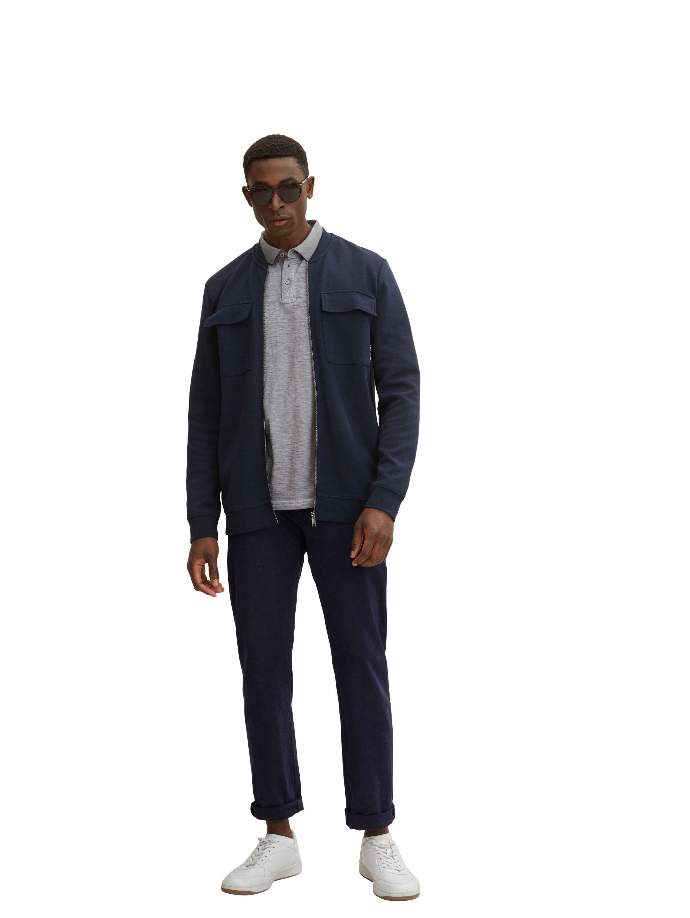 Tom Tailor Poloshirt mit Logo Print und halber Knopfleiste