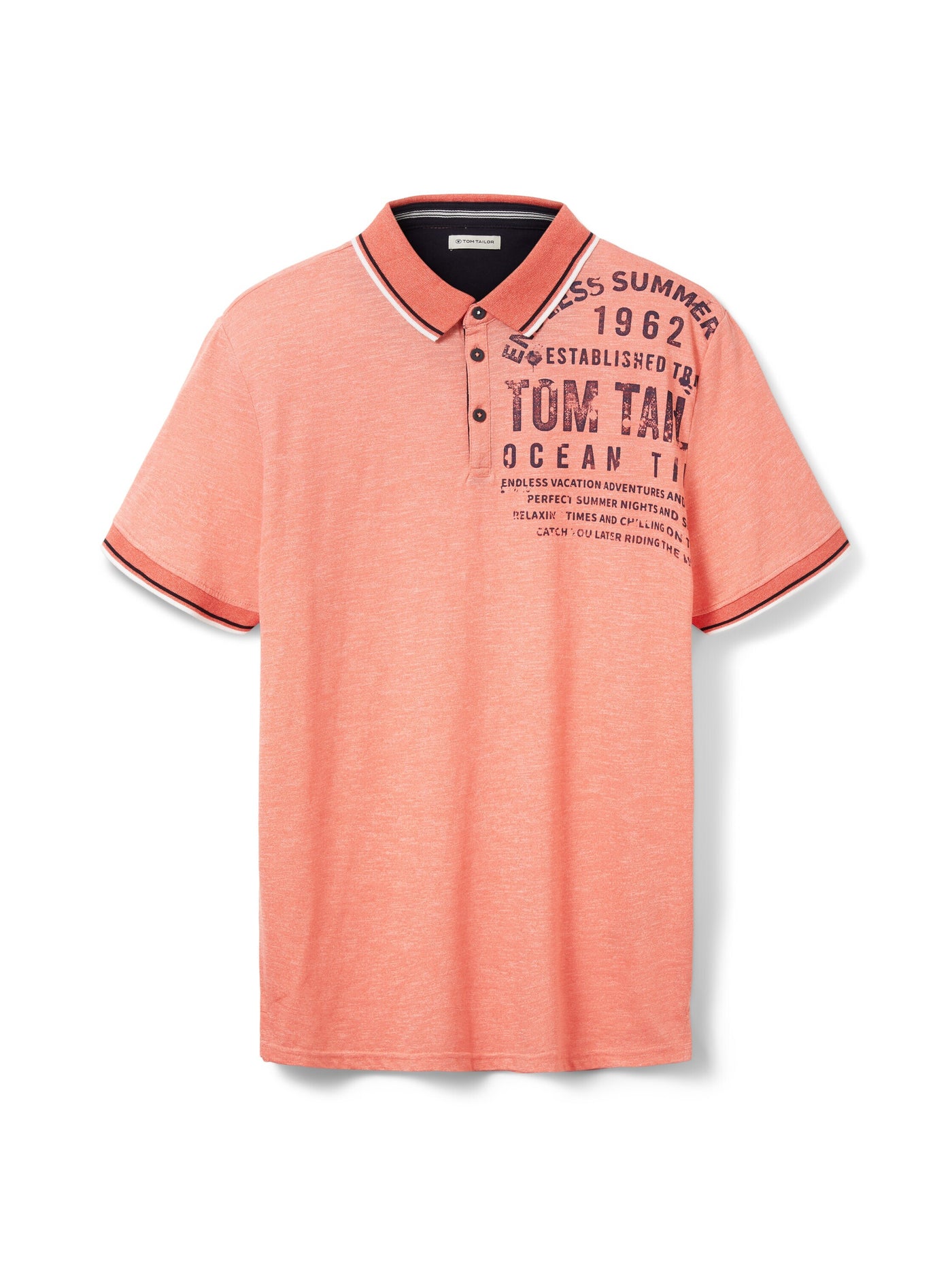 Tom Tailor Poloshirt mit Textprint und halber Knopfleiste