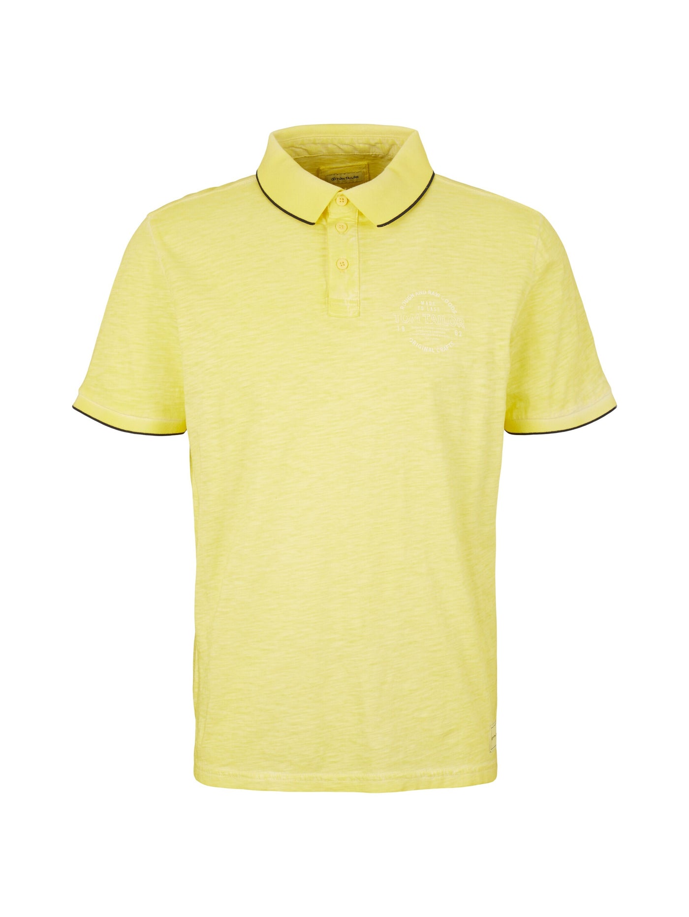 Tom Tailor Poloshirt mit Logo Print und halber Knopfleiste