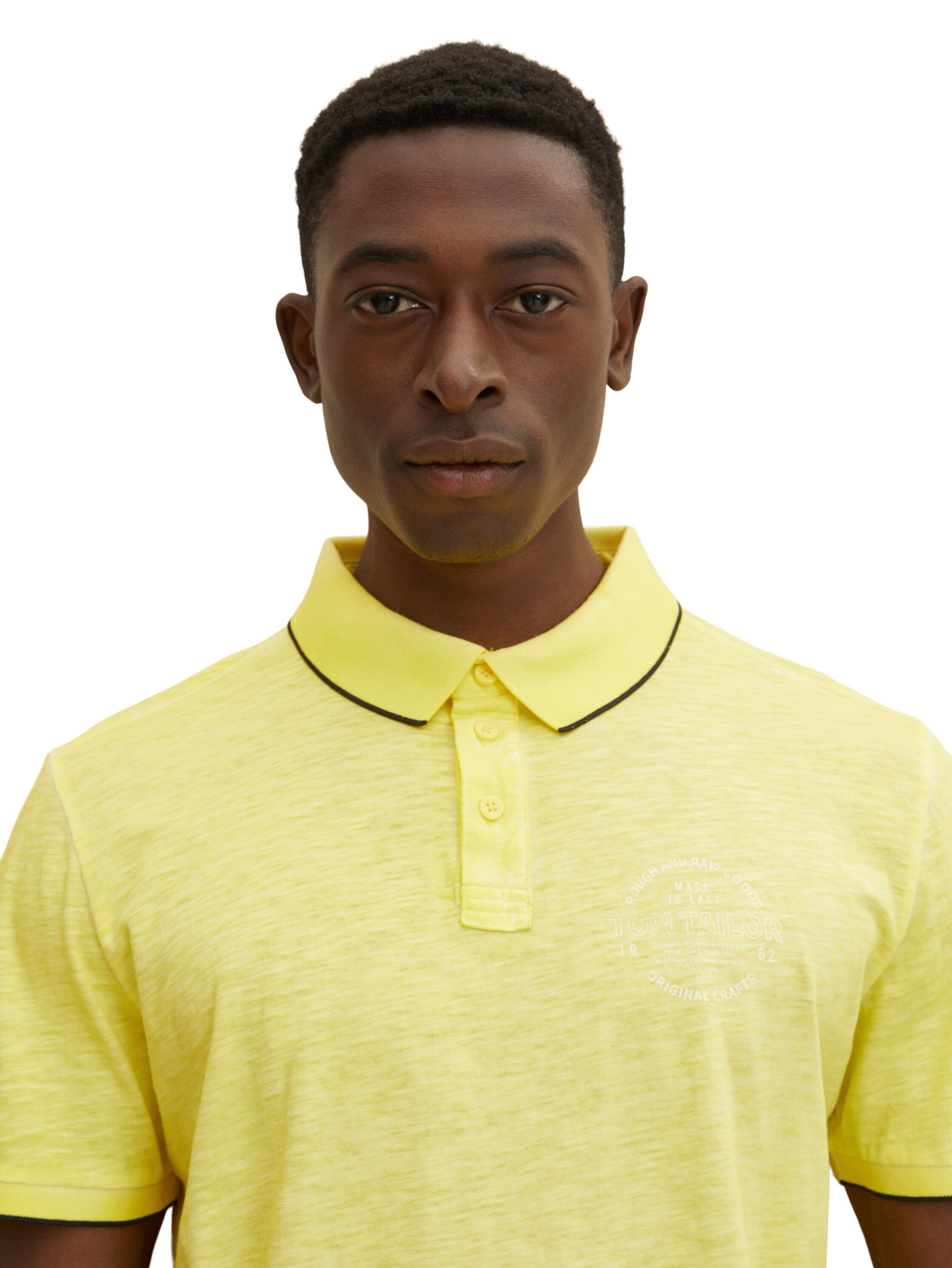 Tom Tailor Poloshirt mit Logo Print und halber Knopfleiste