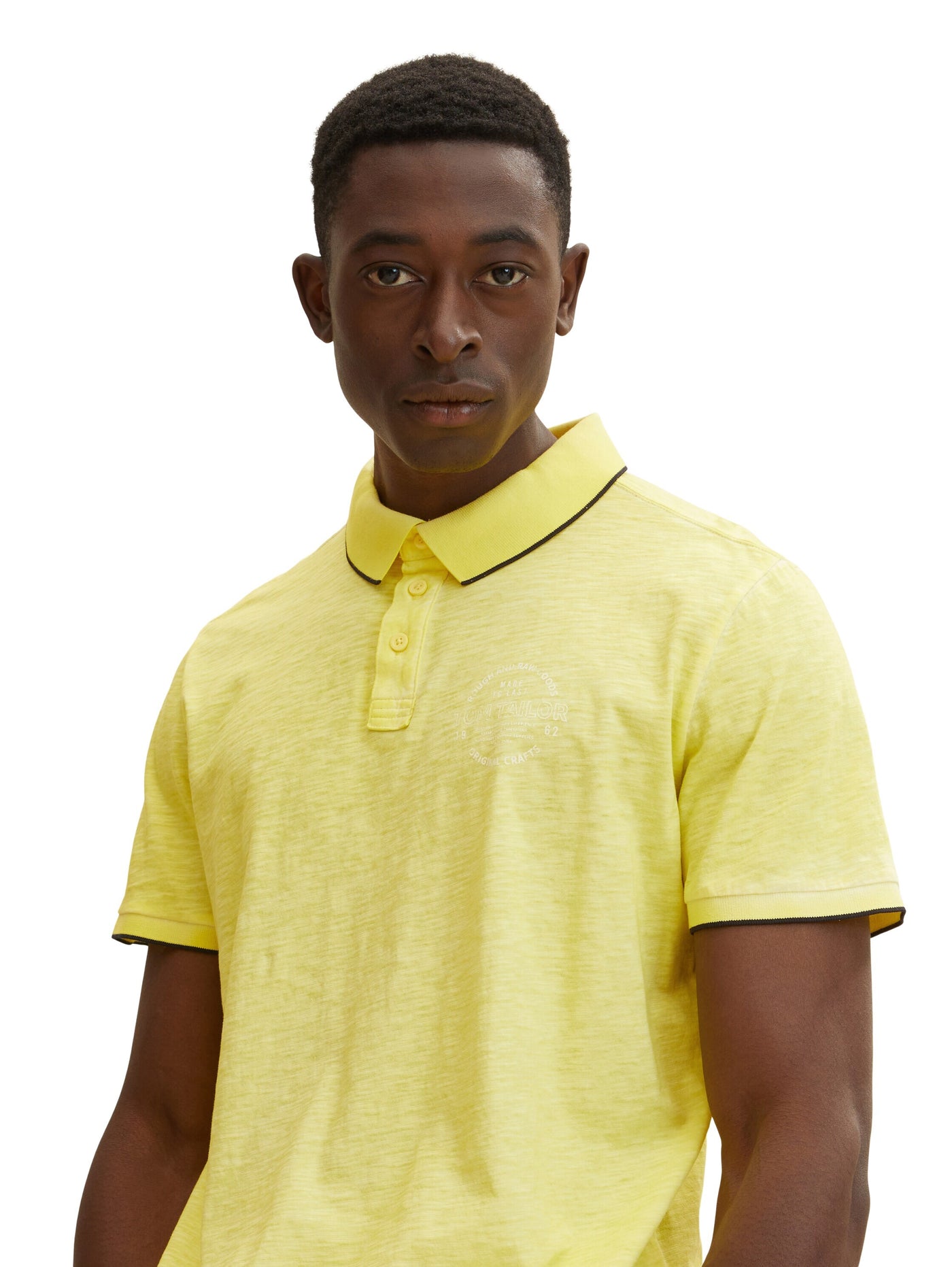 Tom Tailor Poloshirt mit Logo Print und halber Knopfleiste