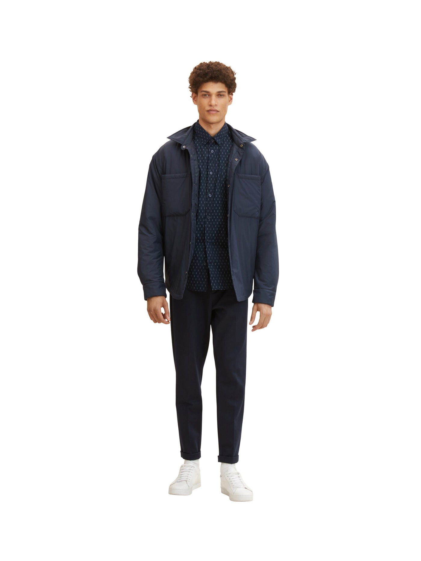 Tom Tailor Langarmhemd mit Allover-Print und Kentkragen