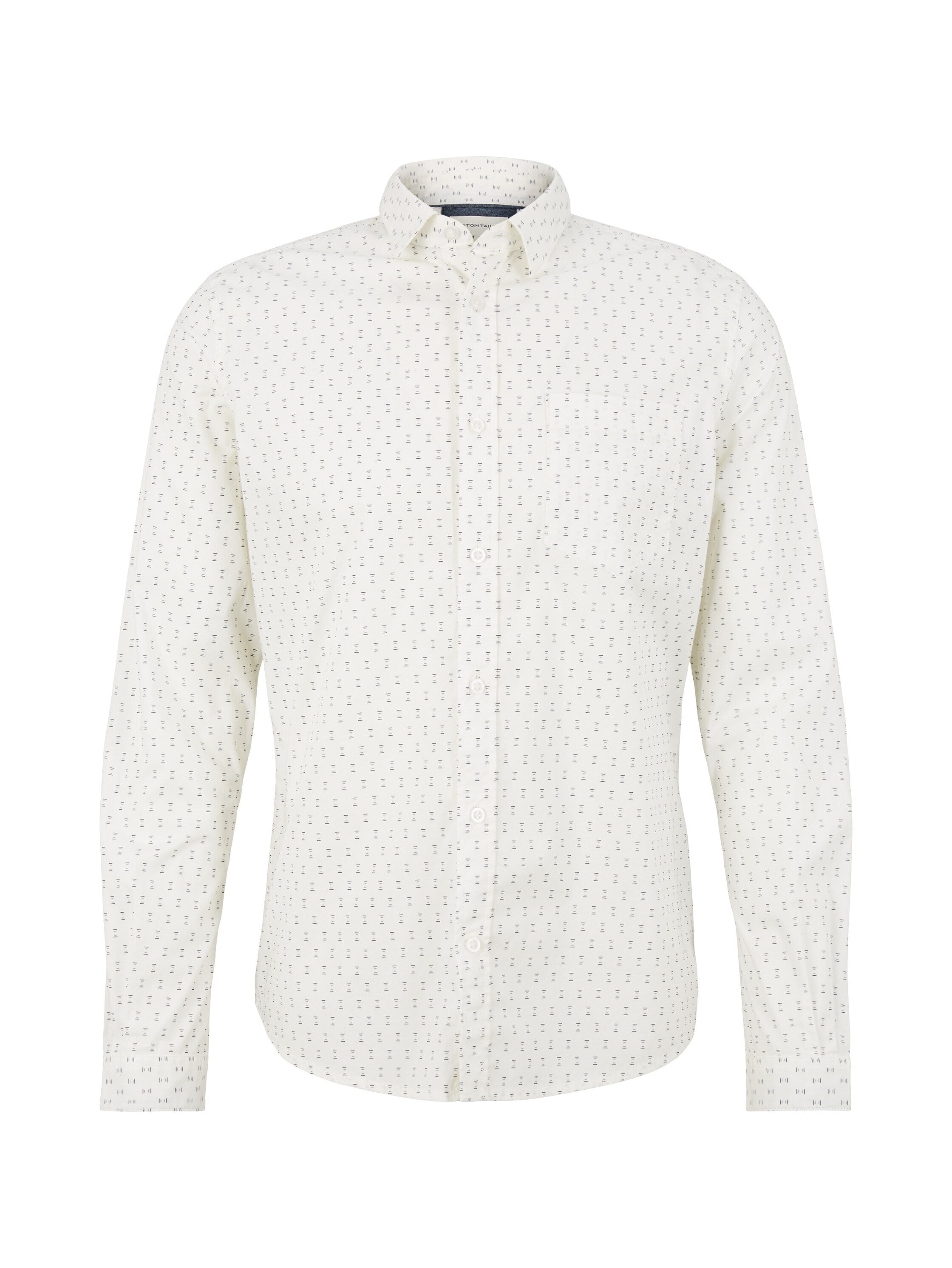 Tom Tailor Langarmhemd mit Allover-Print und Kentkragen