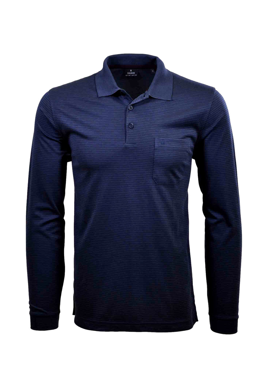 Ragman Langarmshirt mit Polokragen