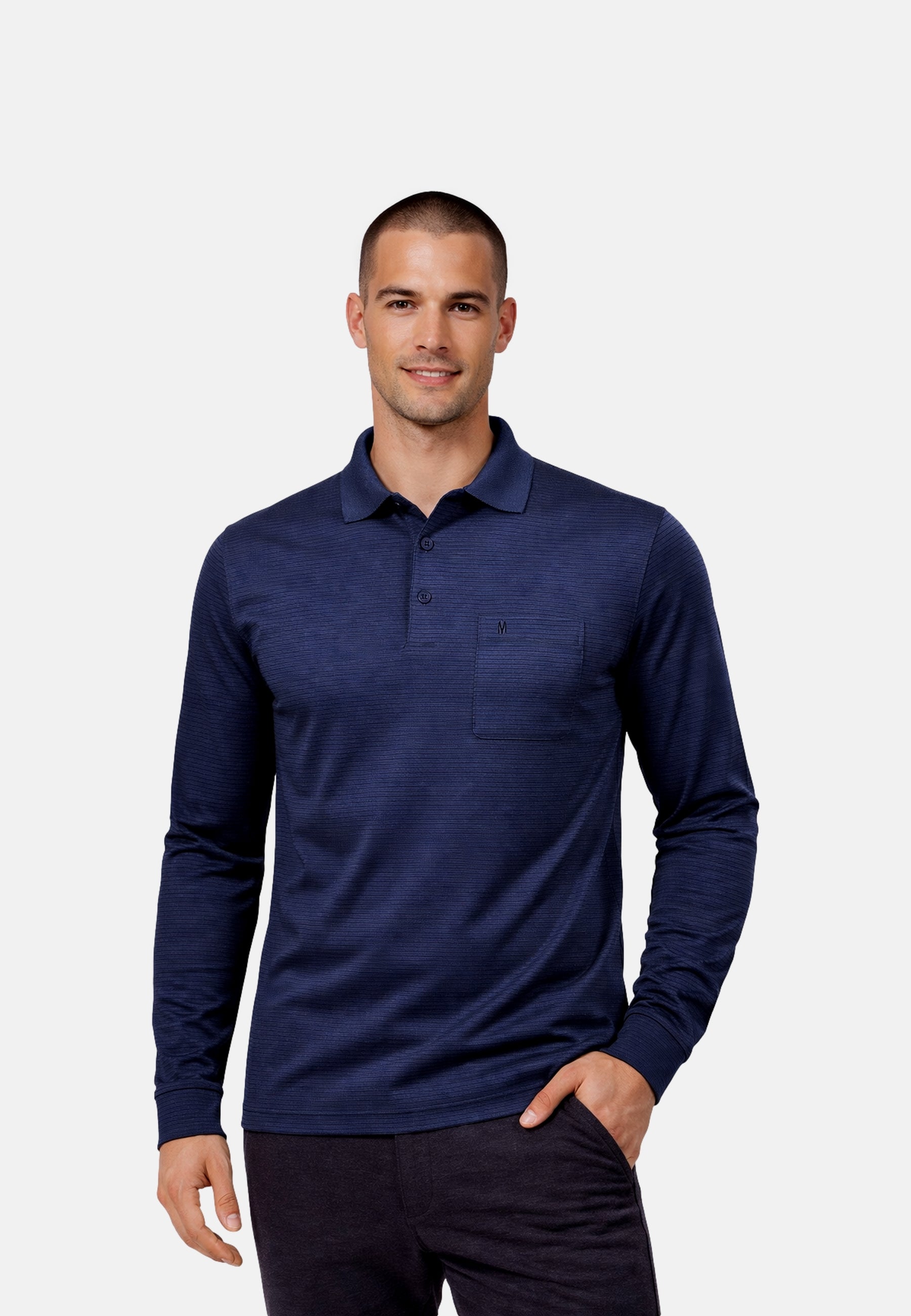 Ragman Langarmshirt mit Polokragen
