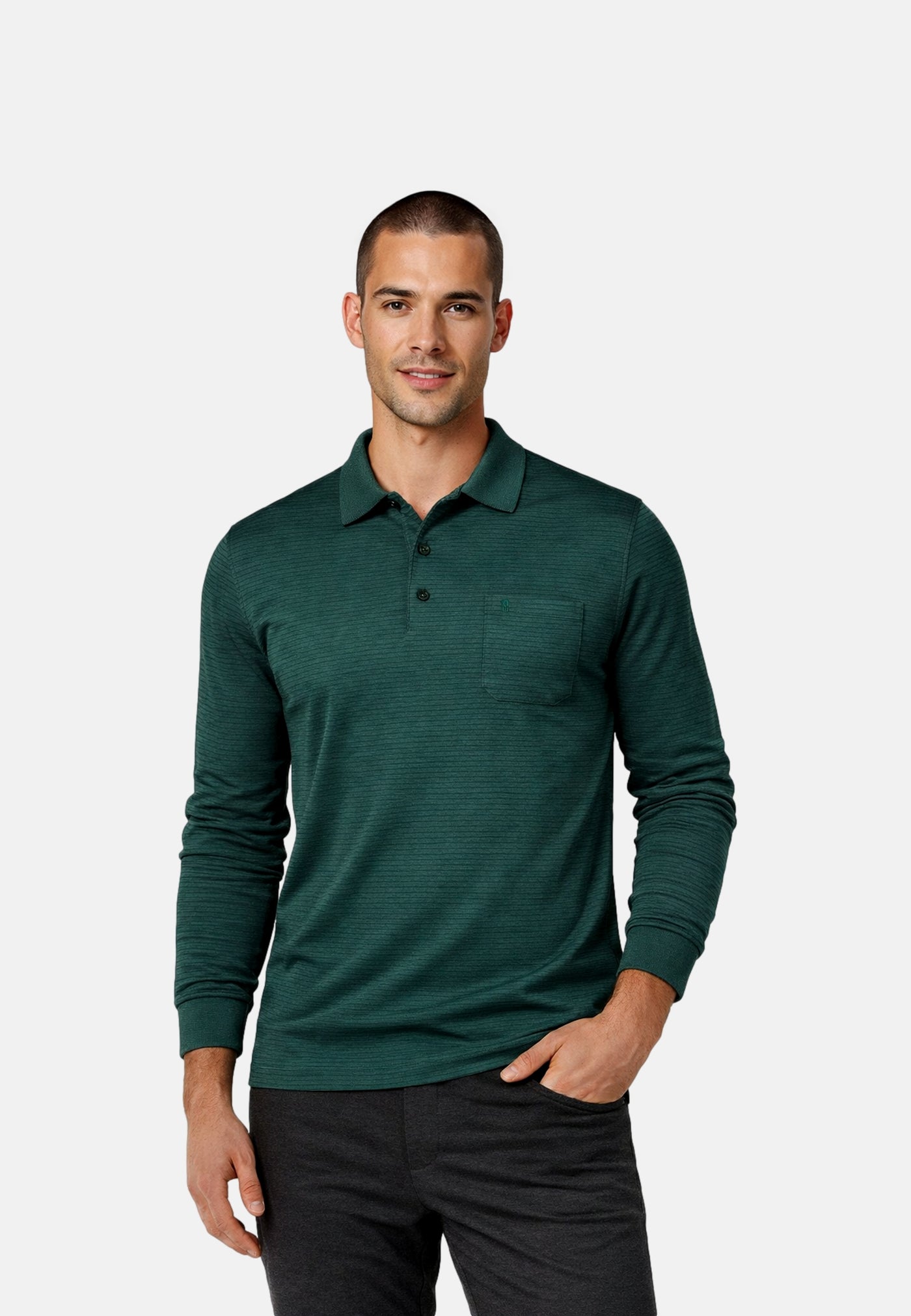 Ragman Langarmshirt mit Polokragen