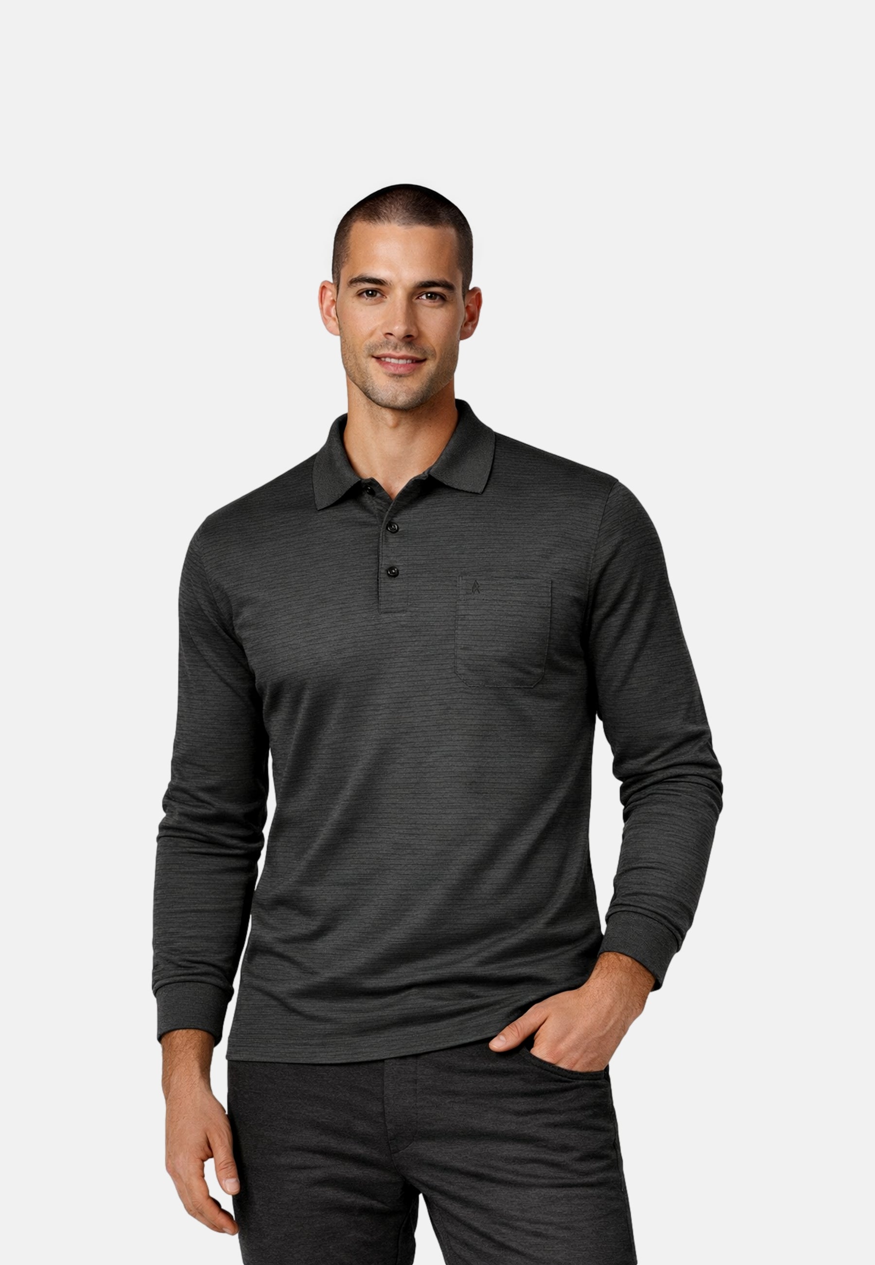 Ragman Langarmshirt mit Polokragen
