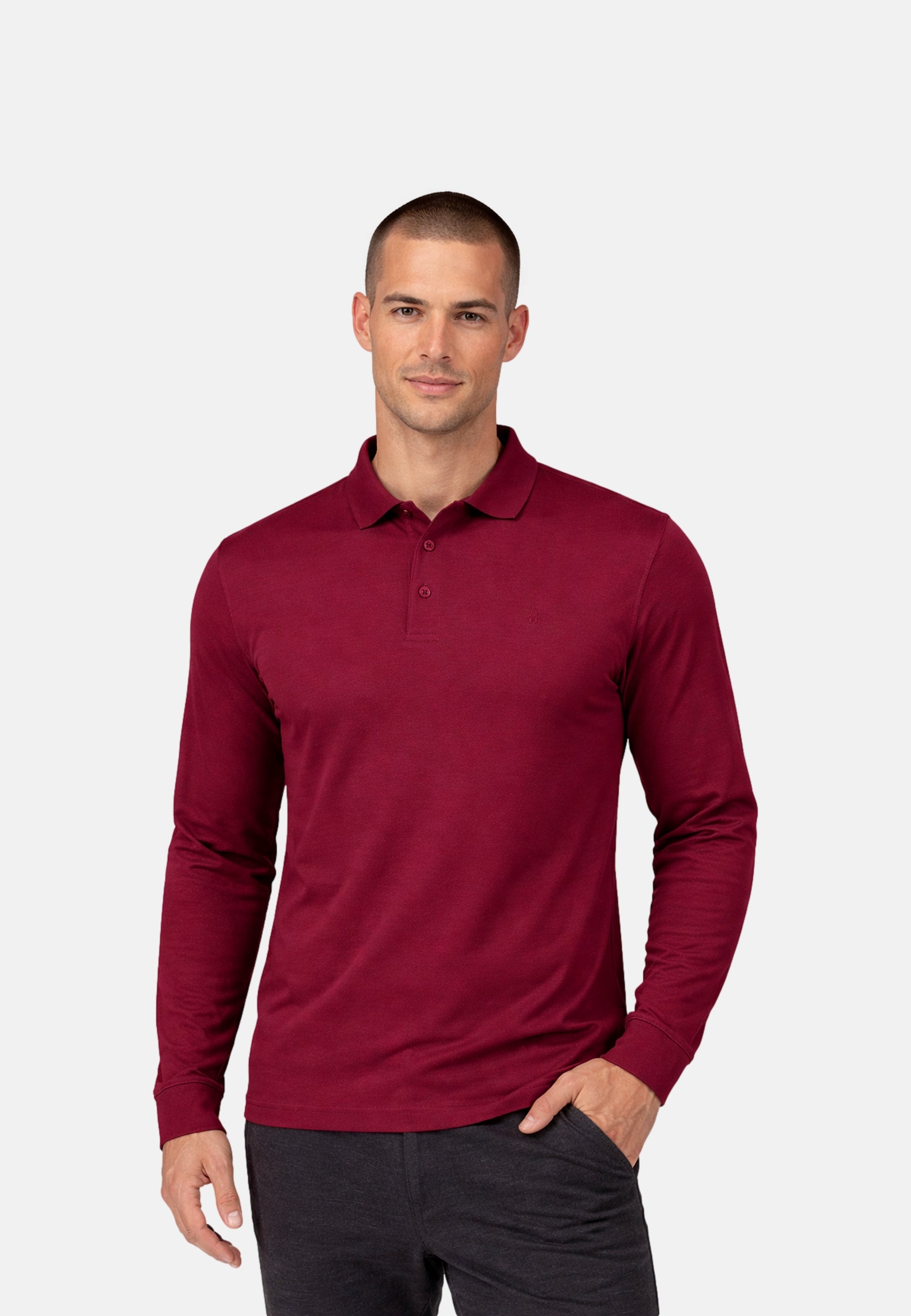 Ragman Modern Fit Langarmshirt mit Polokragen