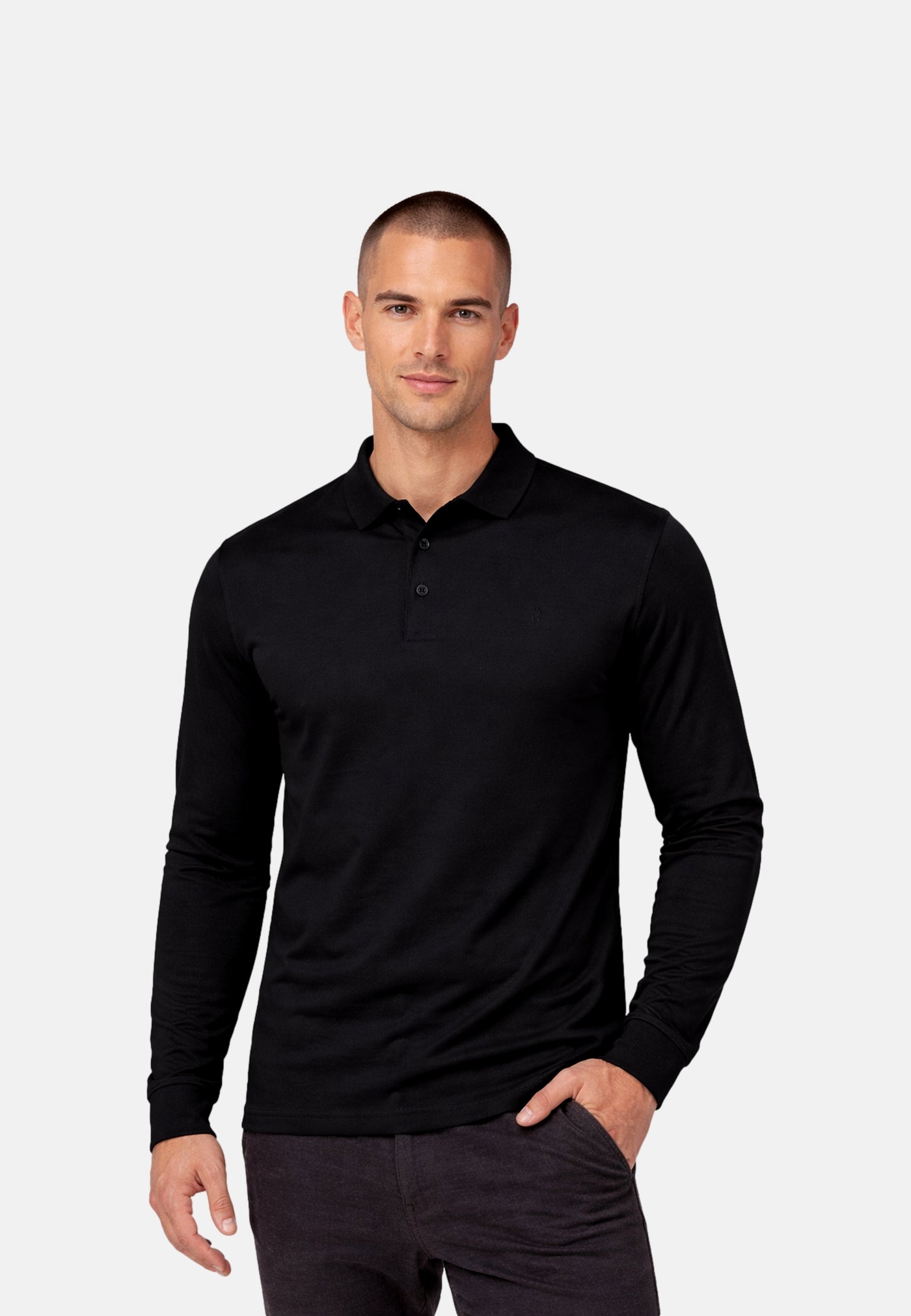 Ragman Modern Fit Langarmshirt mit Polokragen