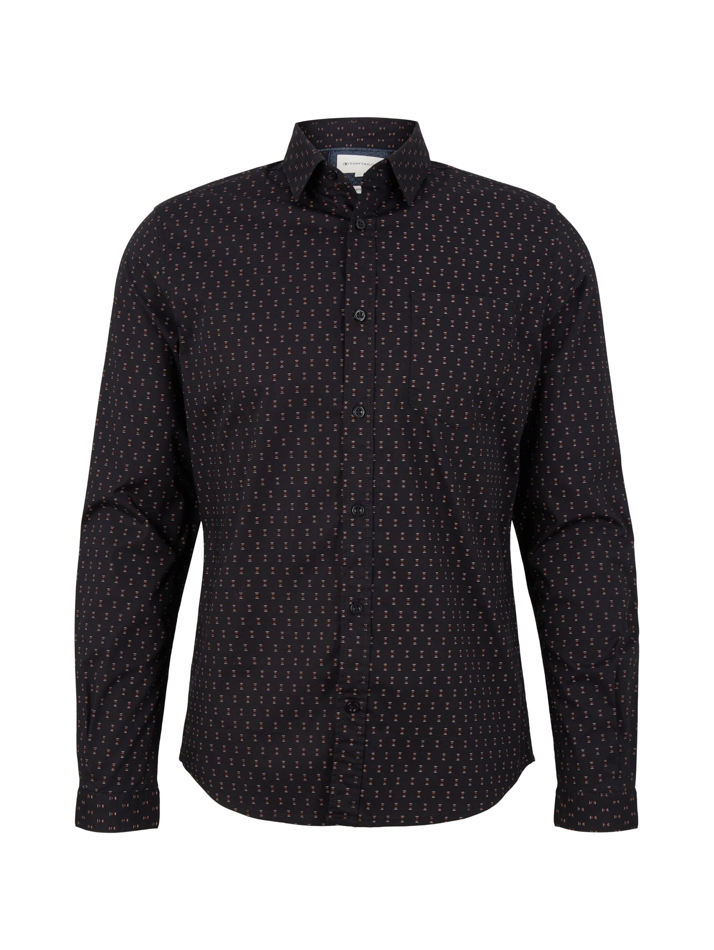 Tom Tailor Langarmhemd mit Allover-Print und Kentkragen