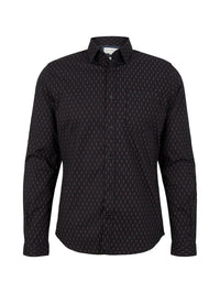 Tom Tailor Langarmhemd mit Allover-Print und Kentkragen