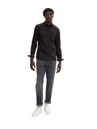 Tom Tailor Langarmhemd mit Allover-Print und Kentkragen