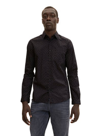 Tom Tailor Langarmhemd mit Allover-Print und Kentkragen